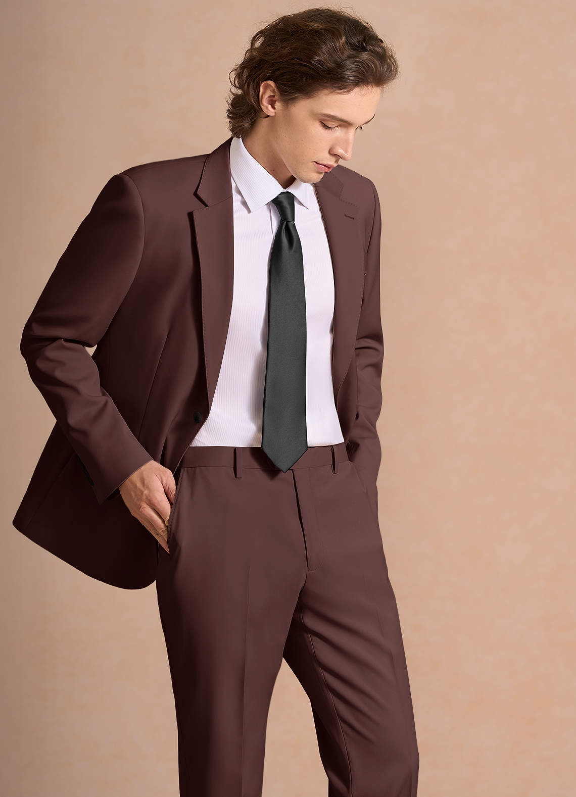 front James Espresso Structured Stretch Suit Jacket