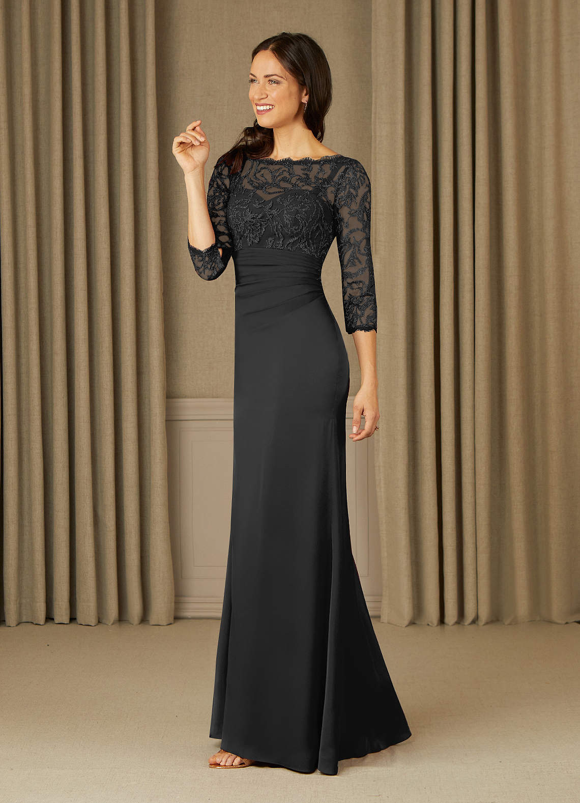 Azazie Stefani vestidos de madre de la novia Vestido de Negro de Encaje de Sirena image1