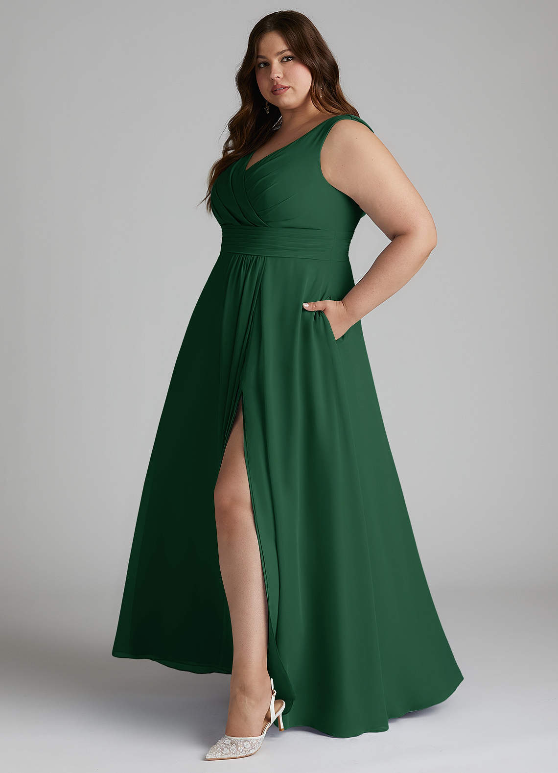 green emerald velvet dress Long Sequin Mermaid Prom Dress with Feather Skirt Emerald / 4