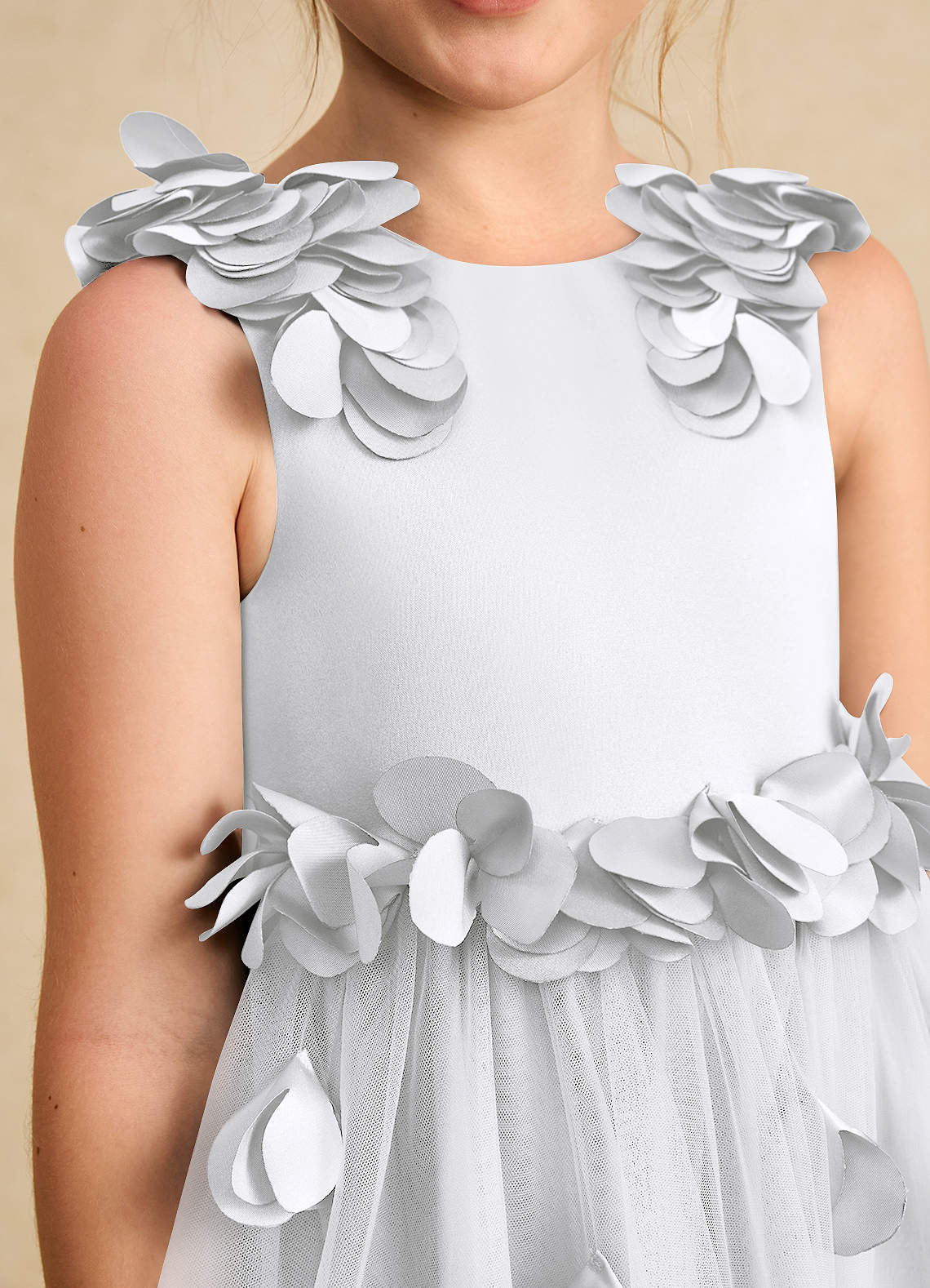 Azazie Atta Jurken voor bloemenmeisjes A-Lijn Jurk van Tule One-Shoulder Wit image4