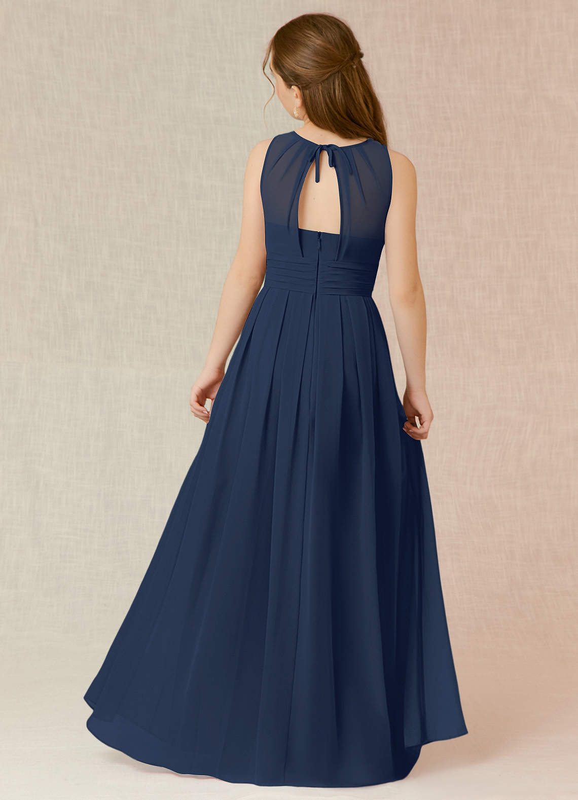navy junior bridesmaid dresses uk Girls Navy High-Low Party Dress with Chain Back
