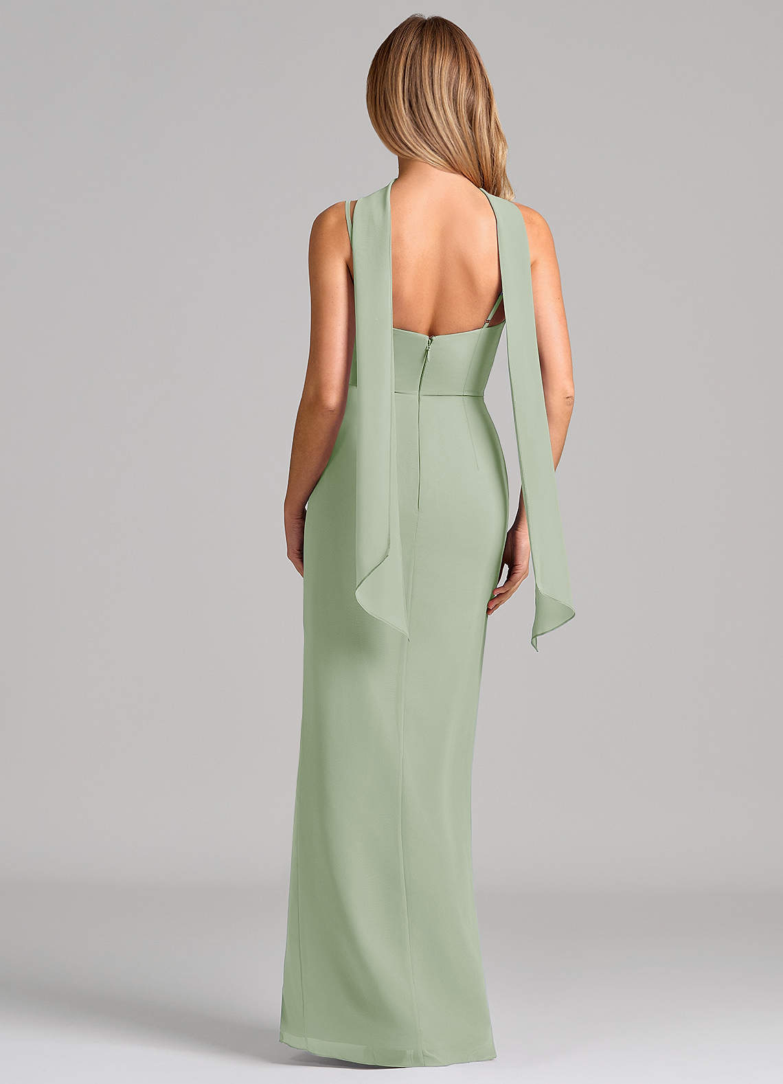 Azazie Calandra Suknie dla druhen Osłona Pofałdowany Szyfon Do ziemi Sukienka image1