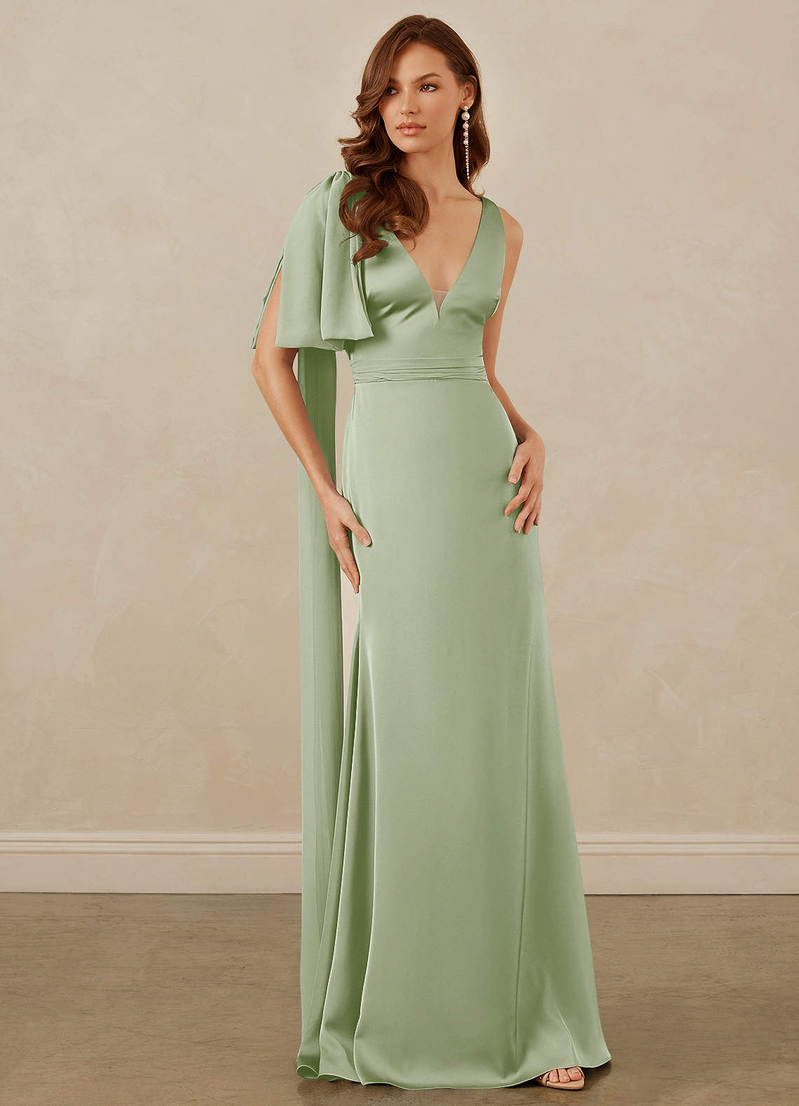 Christian Siriano Bridal for Azazie 1011 Bridesmaid Dresses Plunging Stretch Satin Mermaid Dress image4