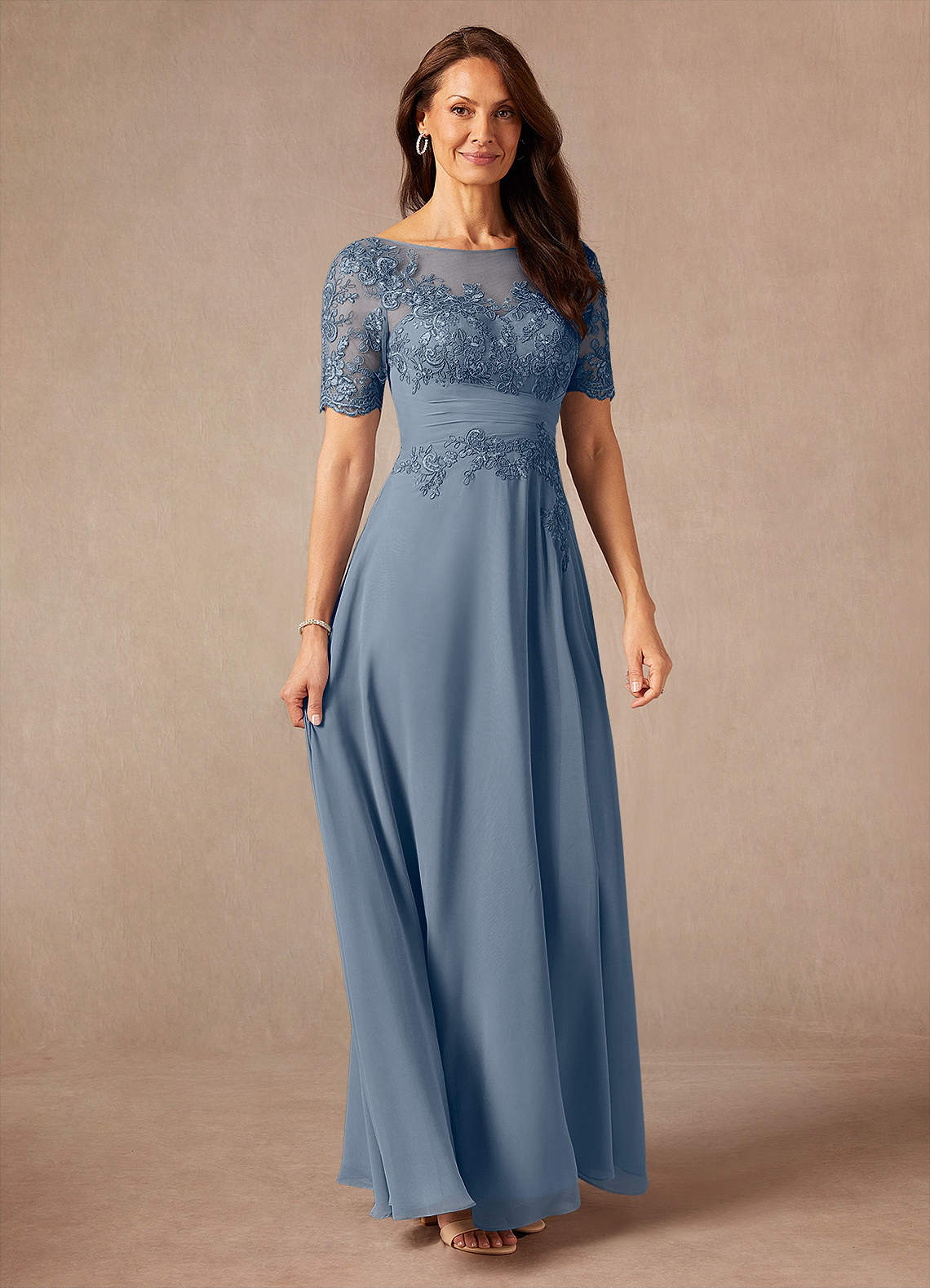 Azazie Raissa Mother of the Bride Dresses Twilight A-Line Lace Chiffon Dress image5