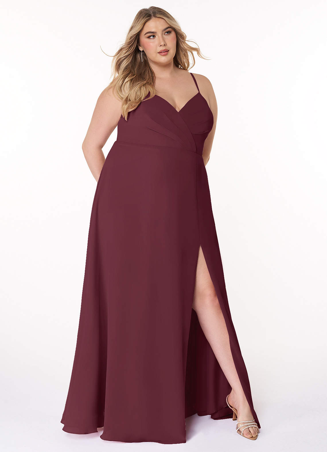 Azazie Everleigh Bridesmaid Dresses Cabernet A-Line Sweetheart Pleated Chiffon Dress image1