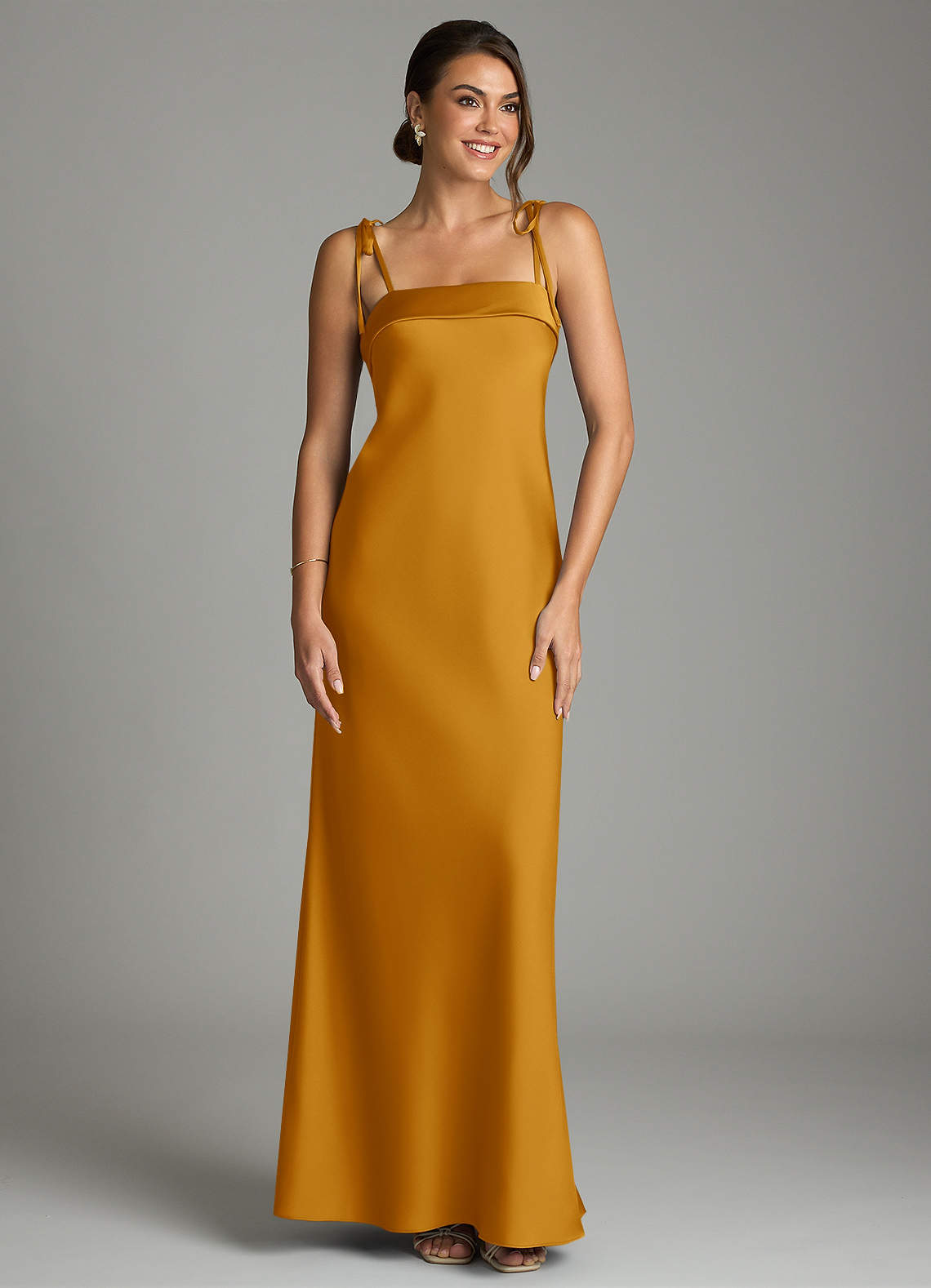 butterscotch bridesmaid dress Azazie Norah