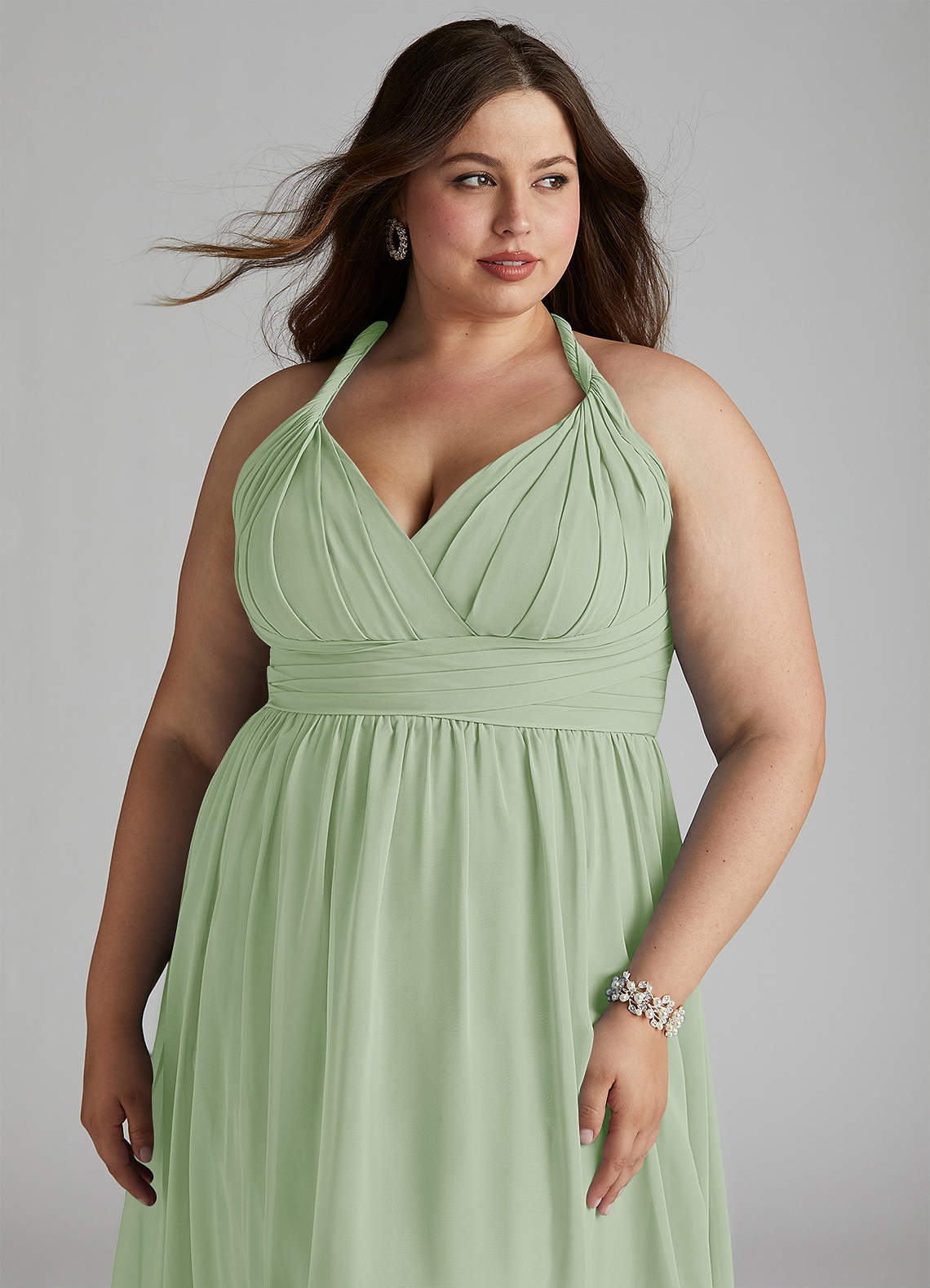 slim fit dress slacks Goddiva Bardot Pleated Maxi Dress - Sage Green main image 1