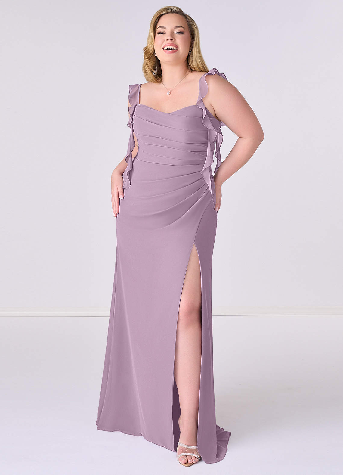 Barbie ♥ Azazie Bridesmaid Dresses Wisteria Mermaid Corset Chiffon Dress image6