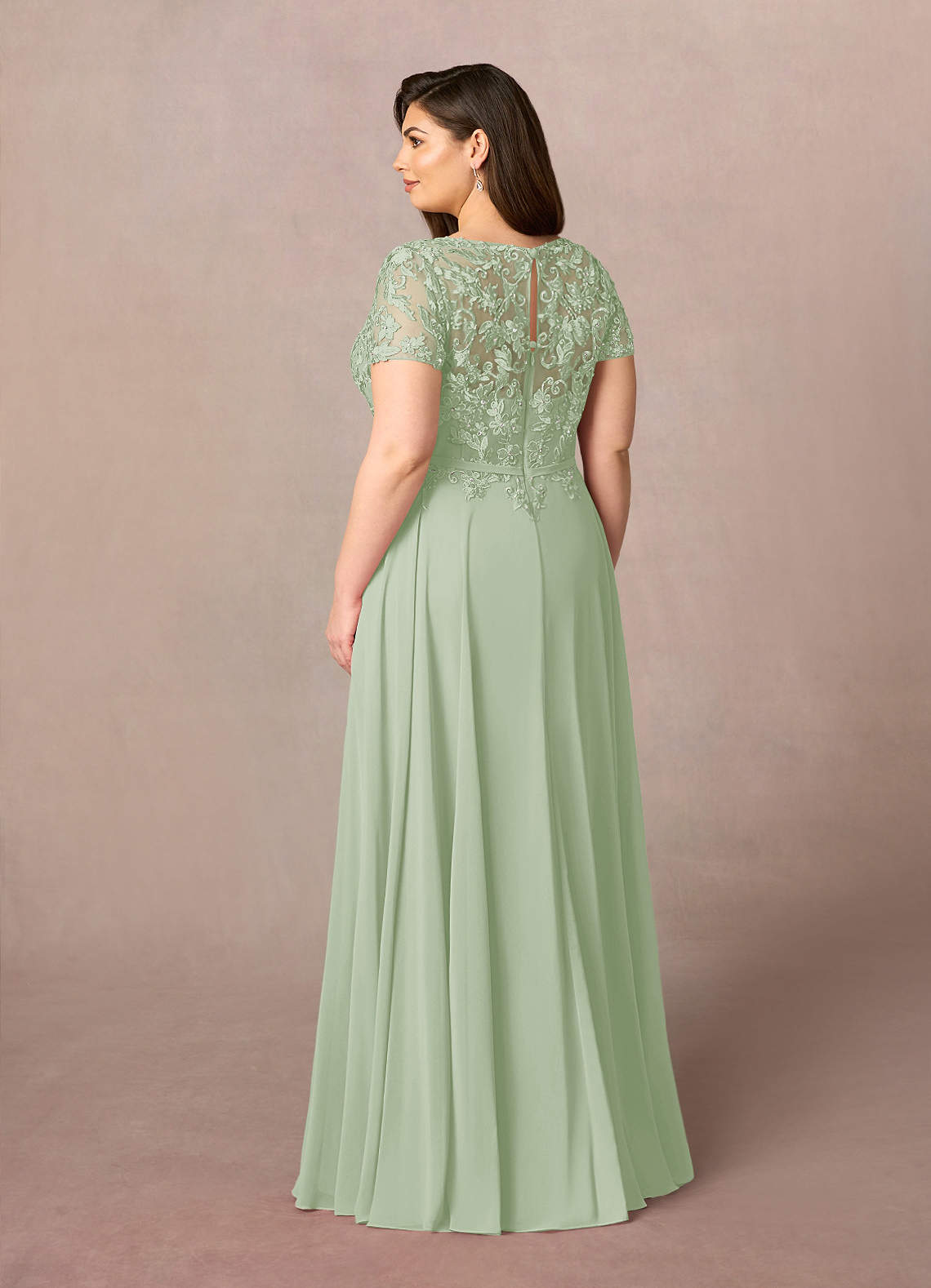 Azazie Adina Mother of the Bride Dresses Dusty Sage A-Line Boatneck Sequins Chiffon Dress image8