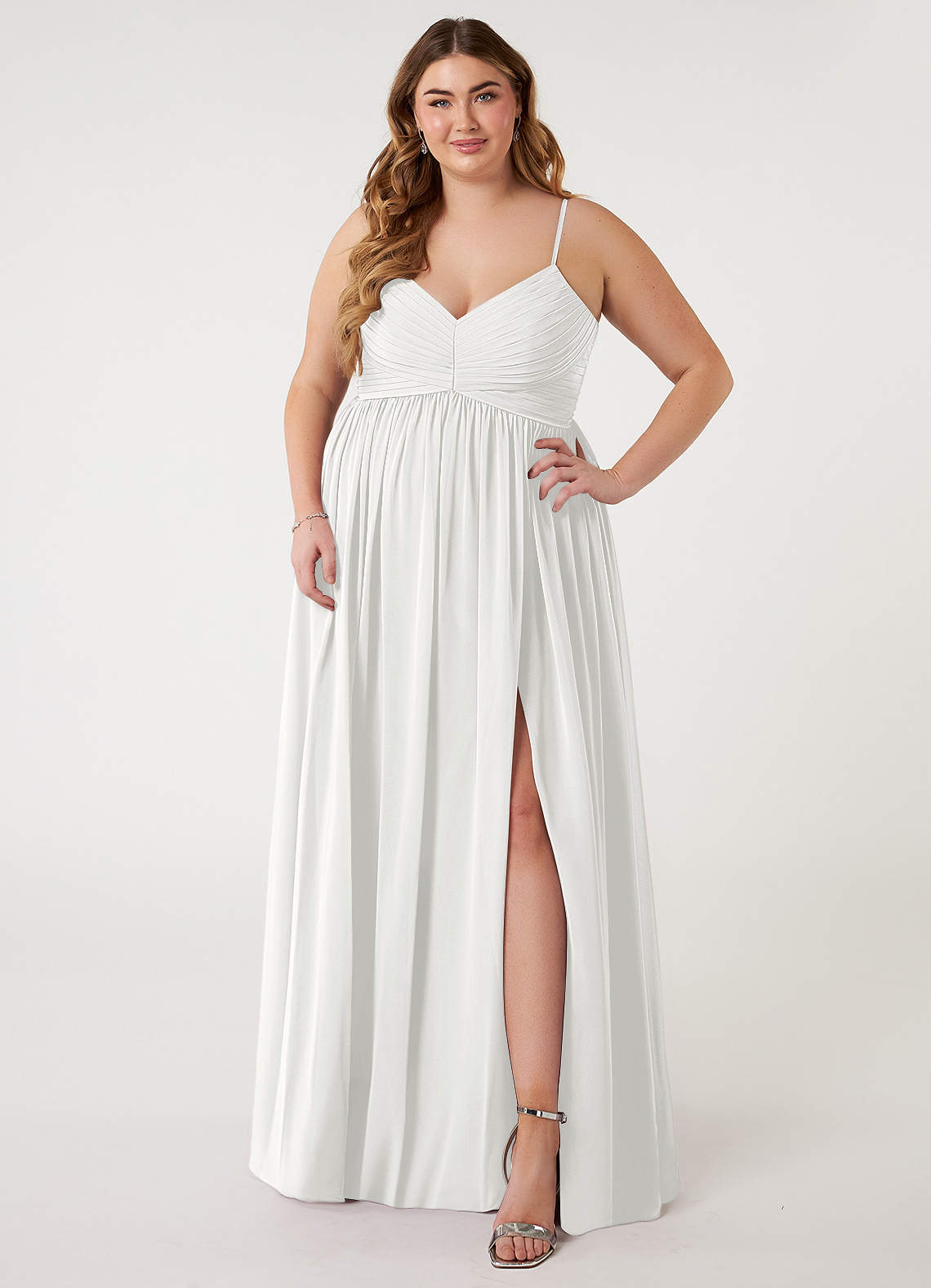 Azazie Alia White Chiffon Bridesmaid Dresses