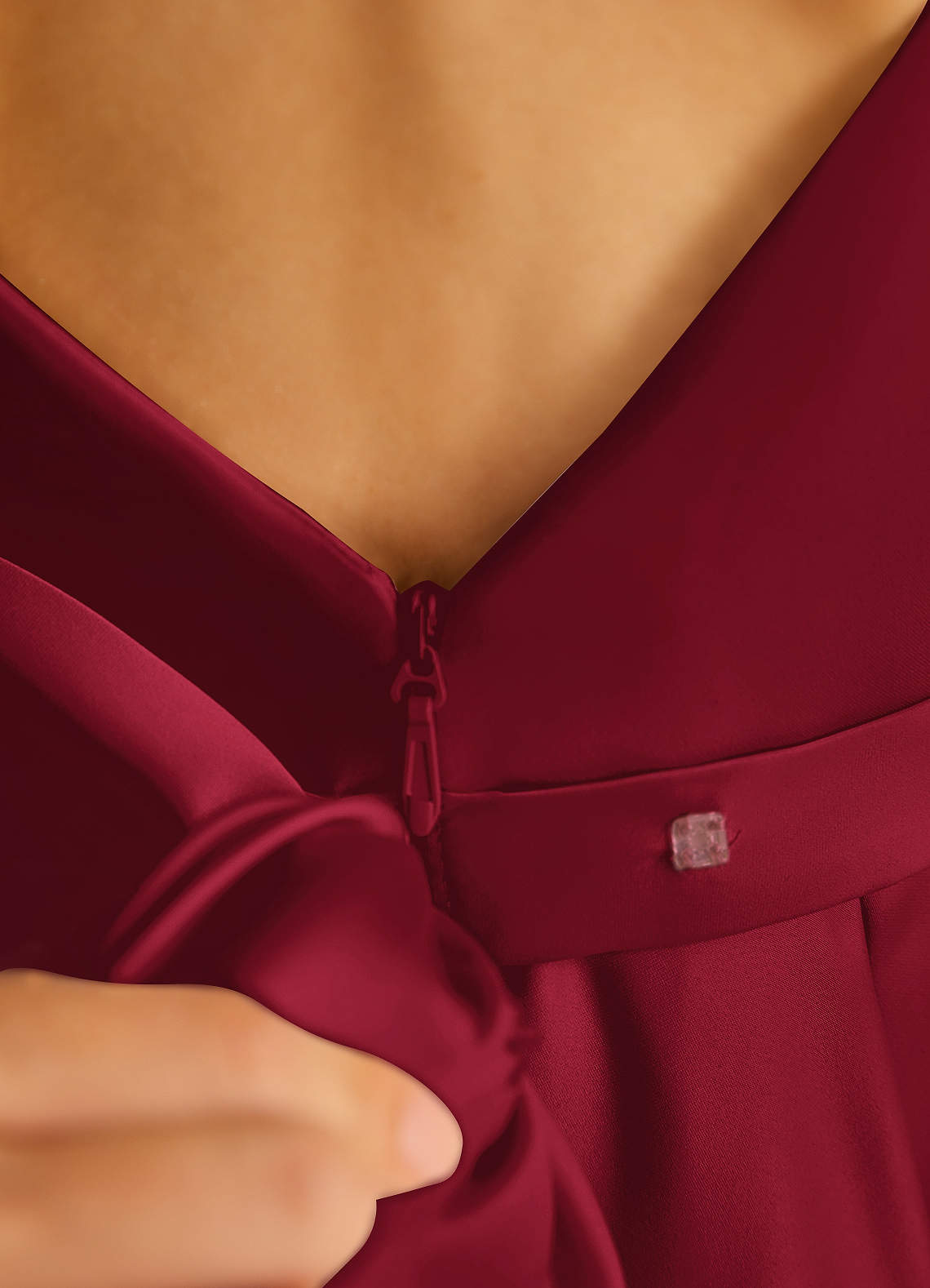 Azazie Pipsy Flower Girl Dresses Burgundy A-Line Bow Matte Satin Dress image5