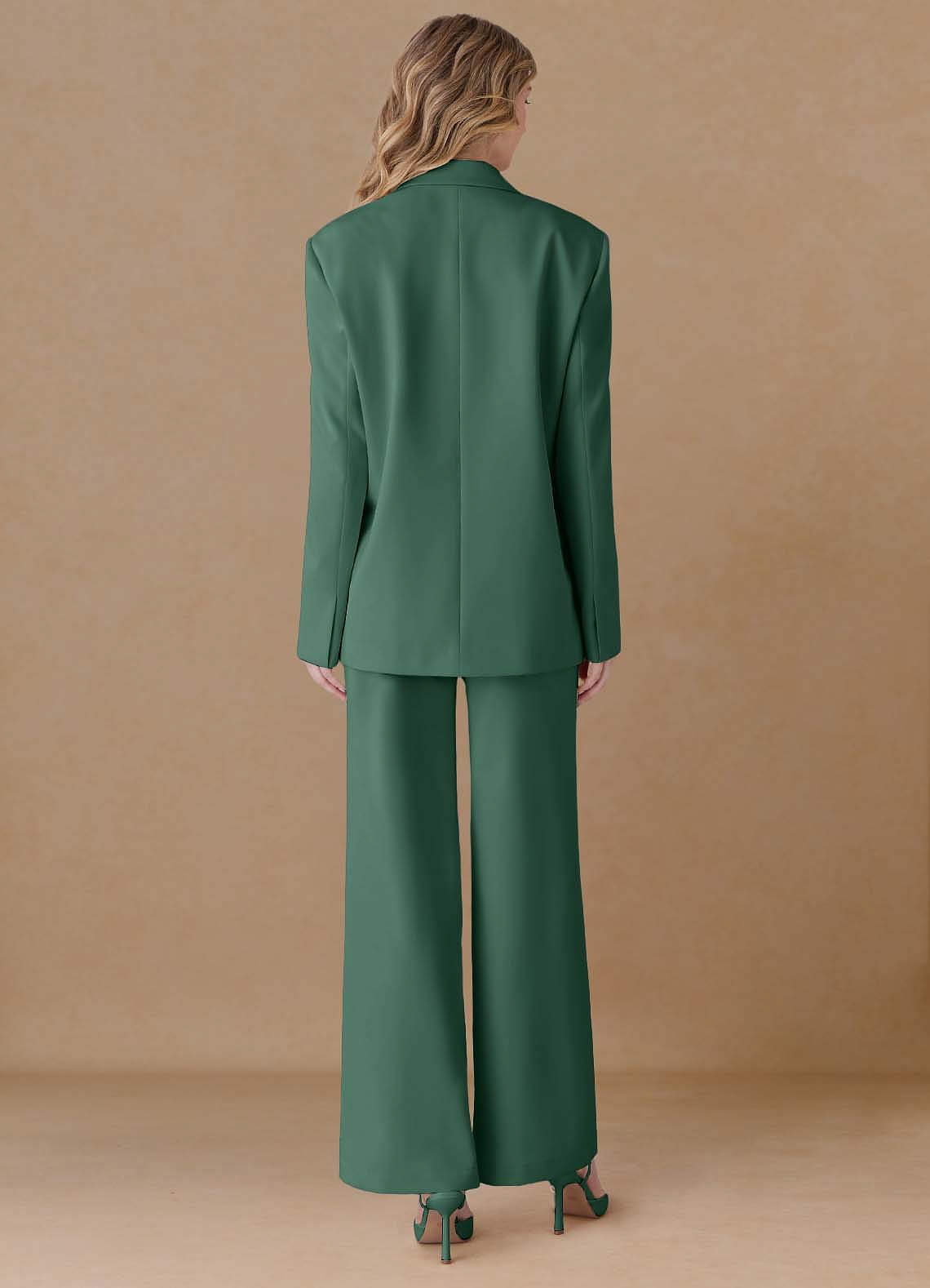 front Amelia Eucalyptus Refined Weave Performance Oversized 2-Piece Suit