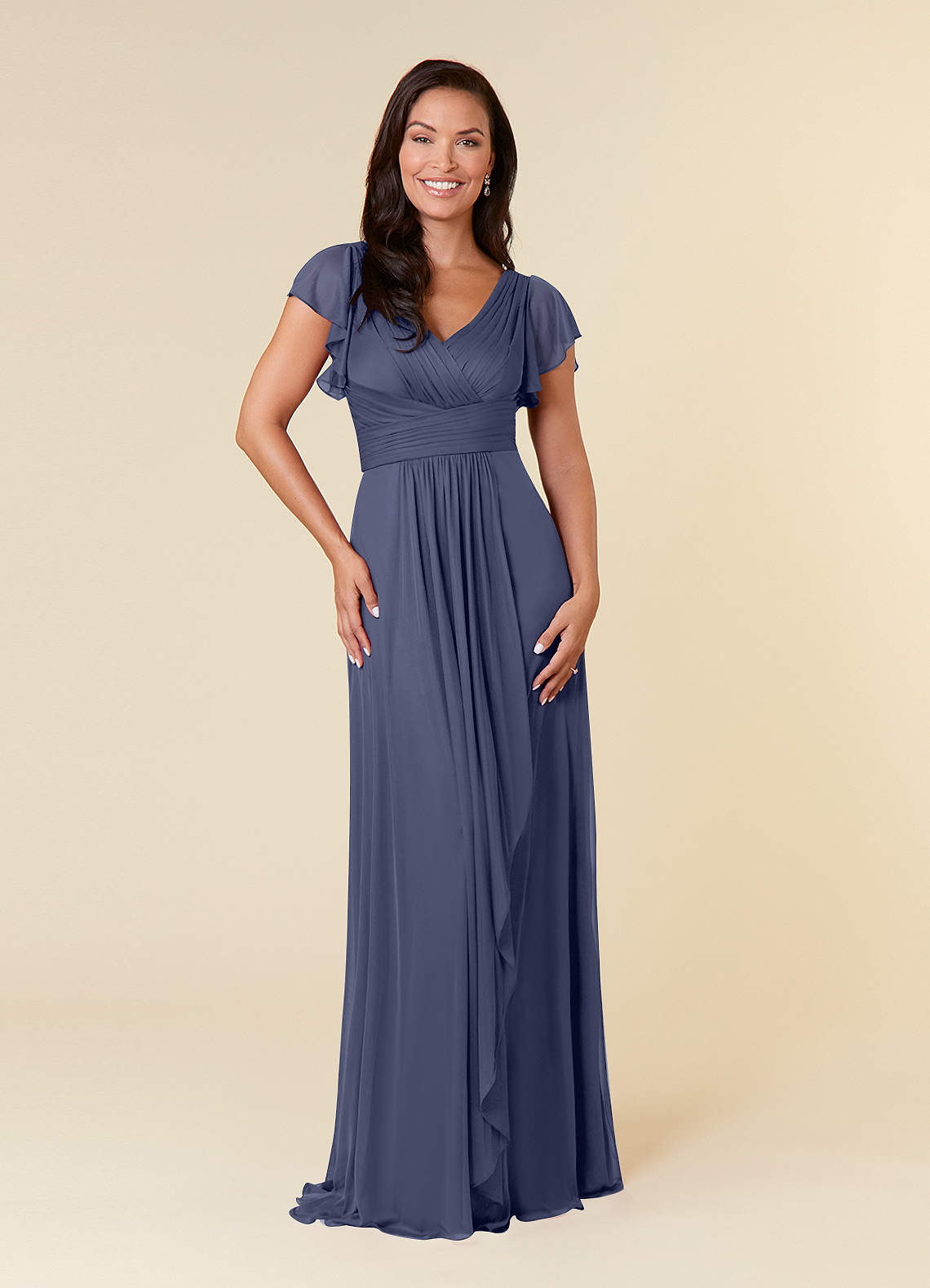 Azazie Reneya Mother of the Bride Dresses Stormy A-Line Pleated Mesh Dress image1