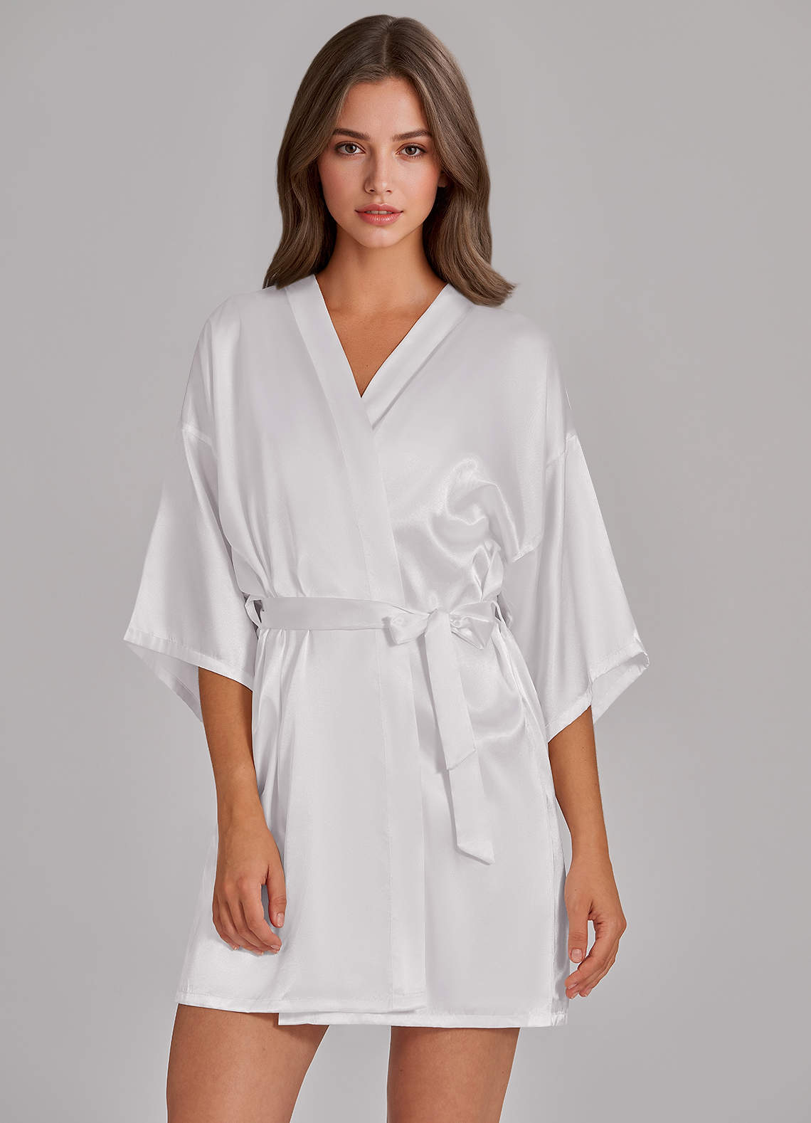 front Bride Satin Rhinestone Robe