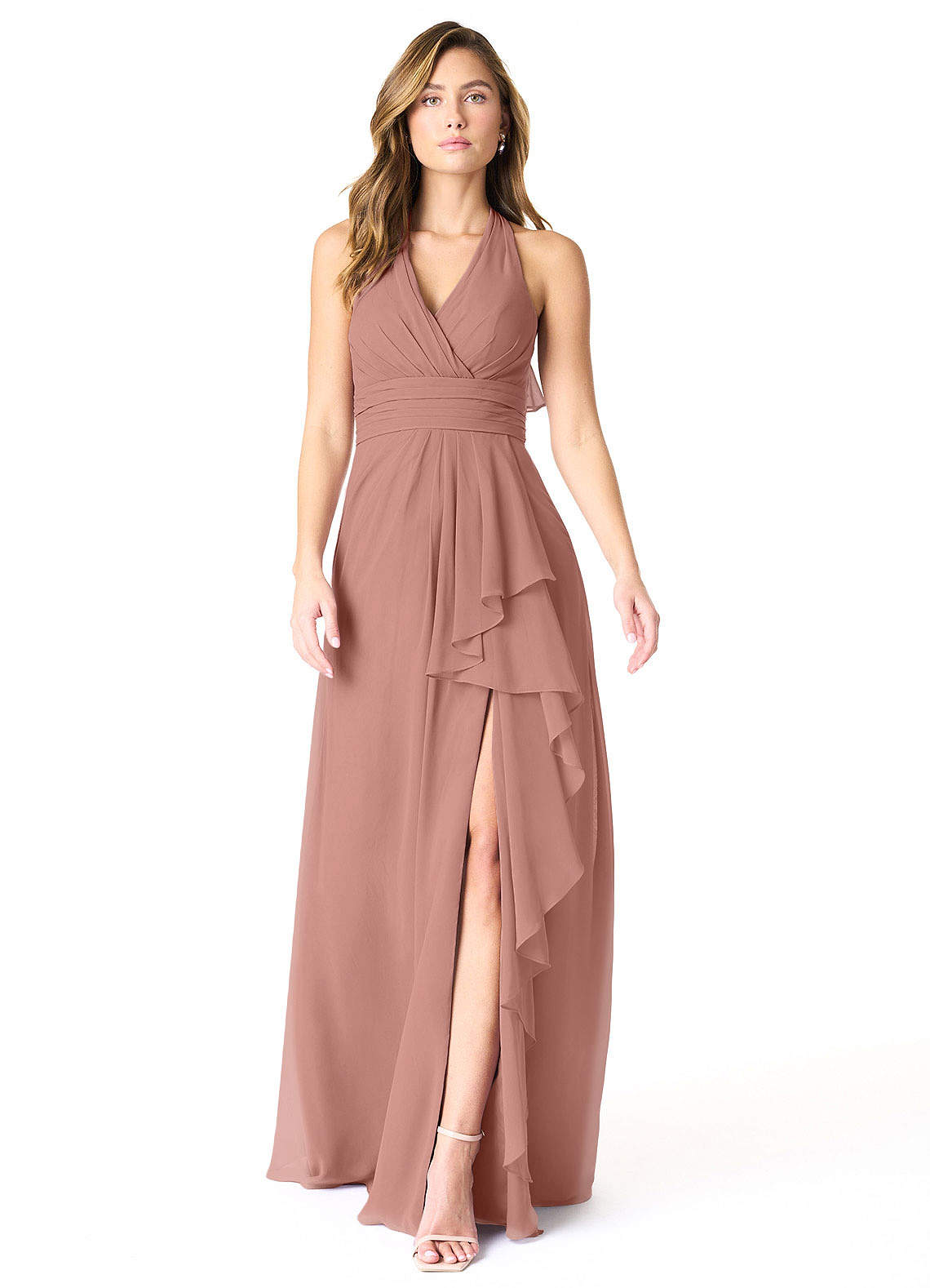 Azazie Aviv Bridesmaid Dresses Cedar Rose A-Line Pleated Chiffon Dress image1