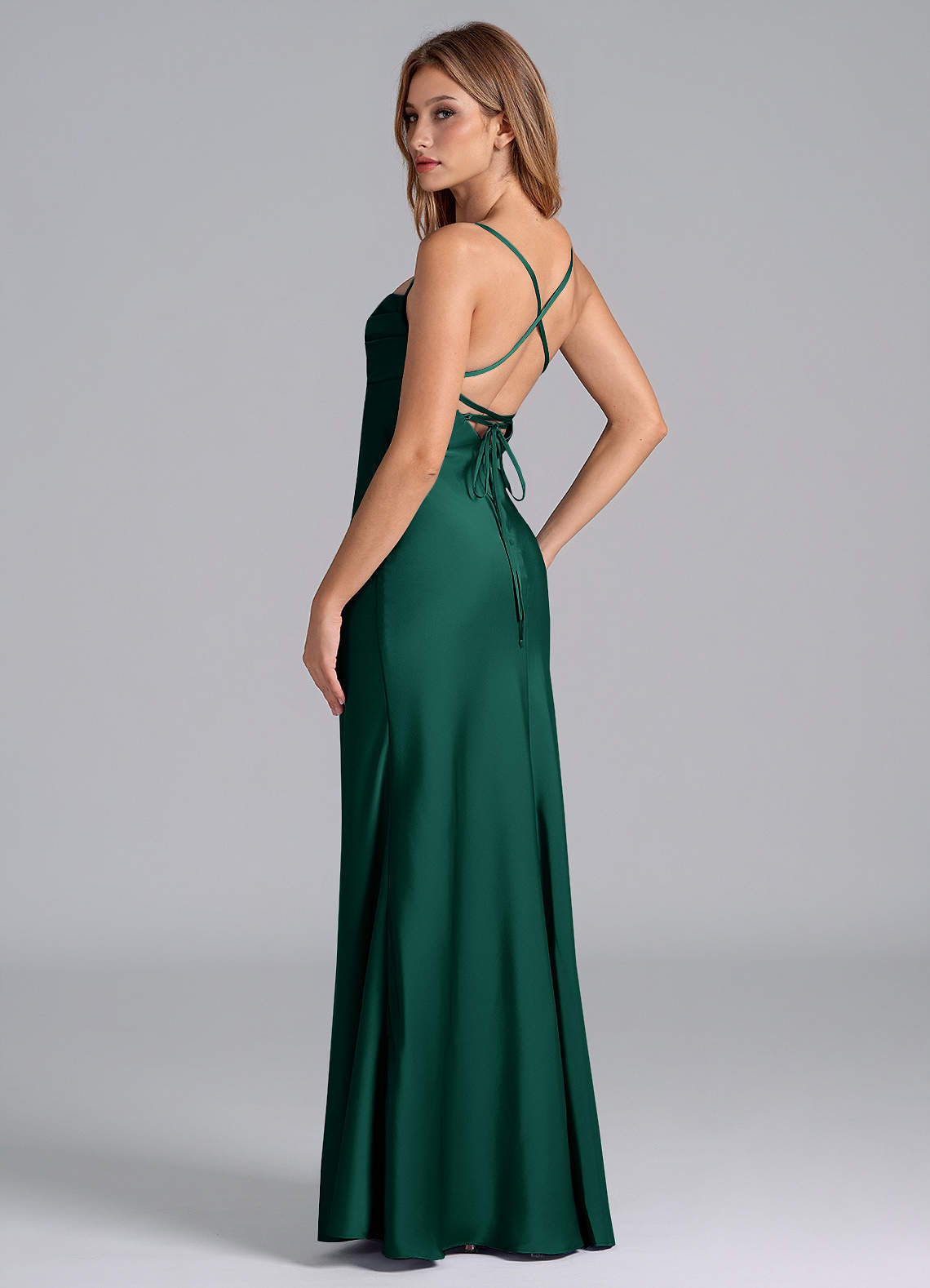 Azazie Seema Brudtärnklänningar Klä av Sjöjungfru i Stretch Satin Korsett Smaragdgrön image5