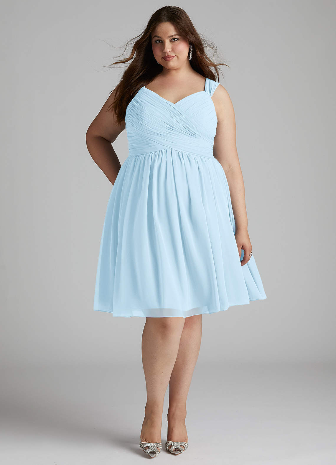 Azazie Angie Bridesmaid Dresses Sky Blue A-Line Corset Chiffon Dress image1