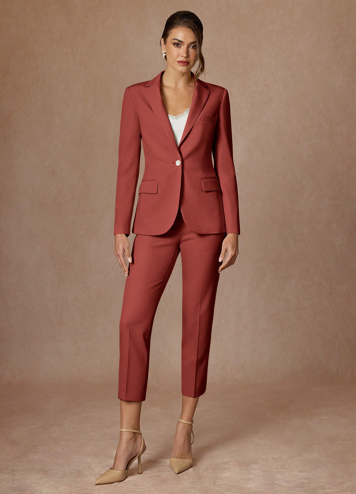 front Kennedy Terracotta Pantalon habillé performant en tissage raffiné