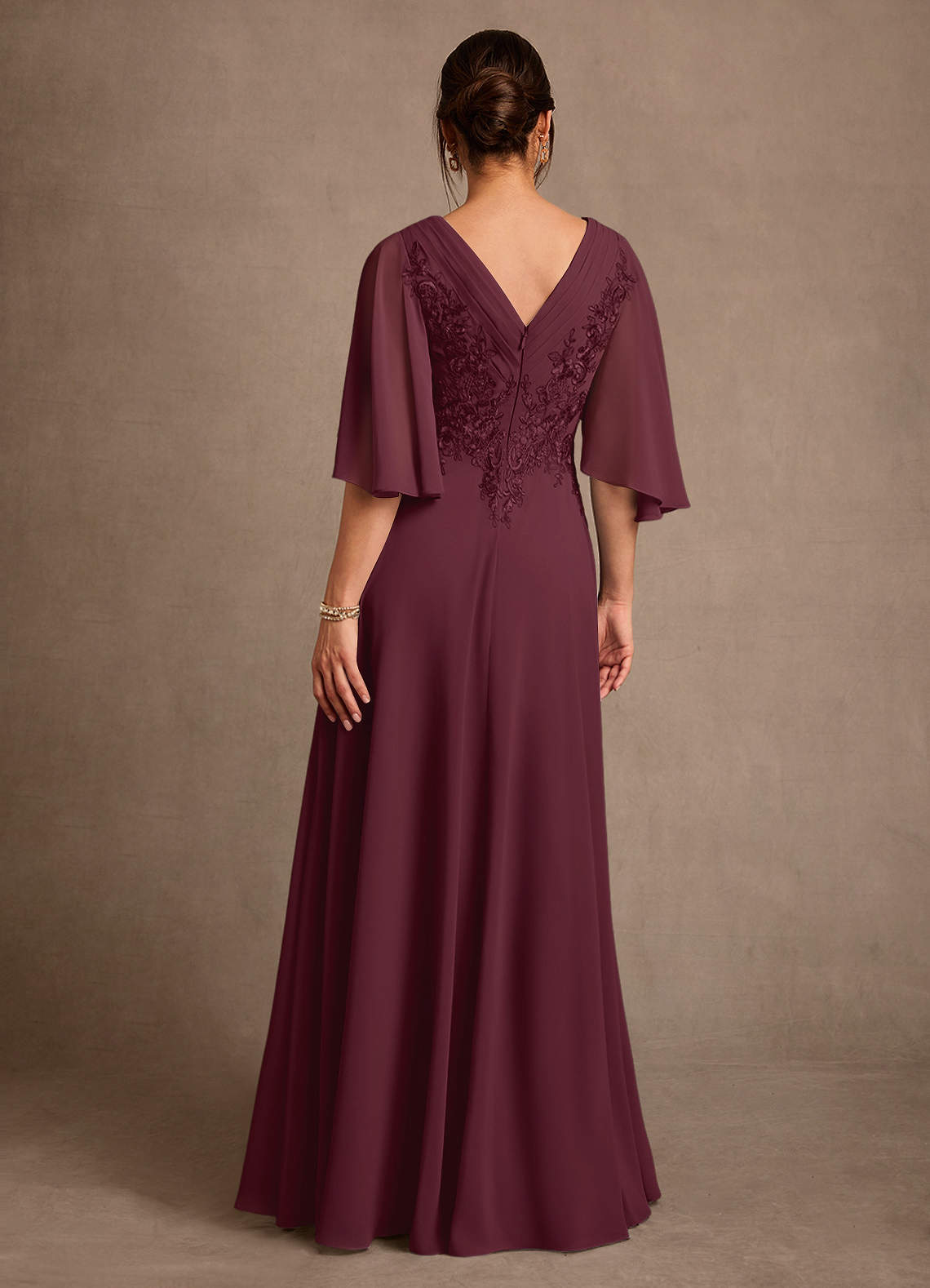 Azazie Tilda Mother of the Bride Dresses Cabernet A-Line Lace Chiffon Dress image1