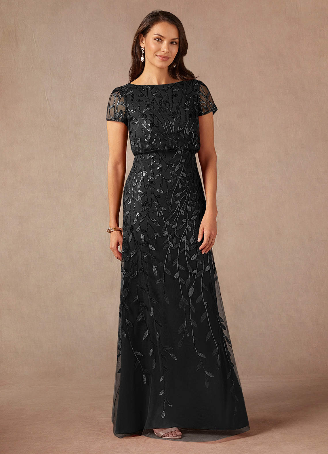 Azazie Lehi vestidos de madre de la novia Vestido de Negro de Lentejuelas de Corte En A image2