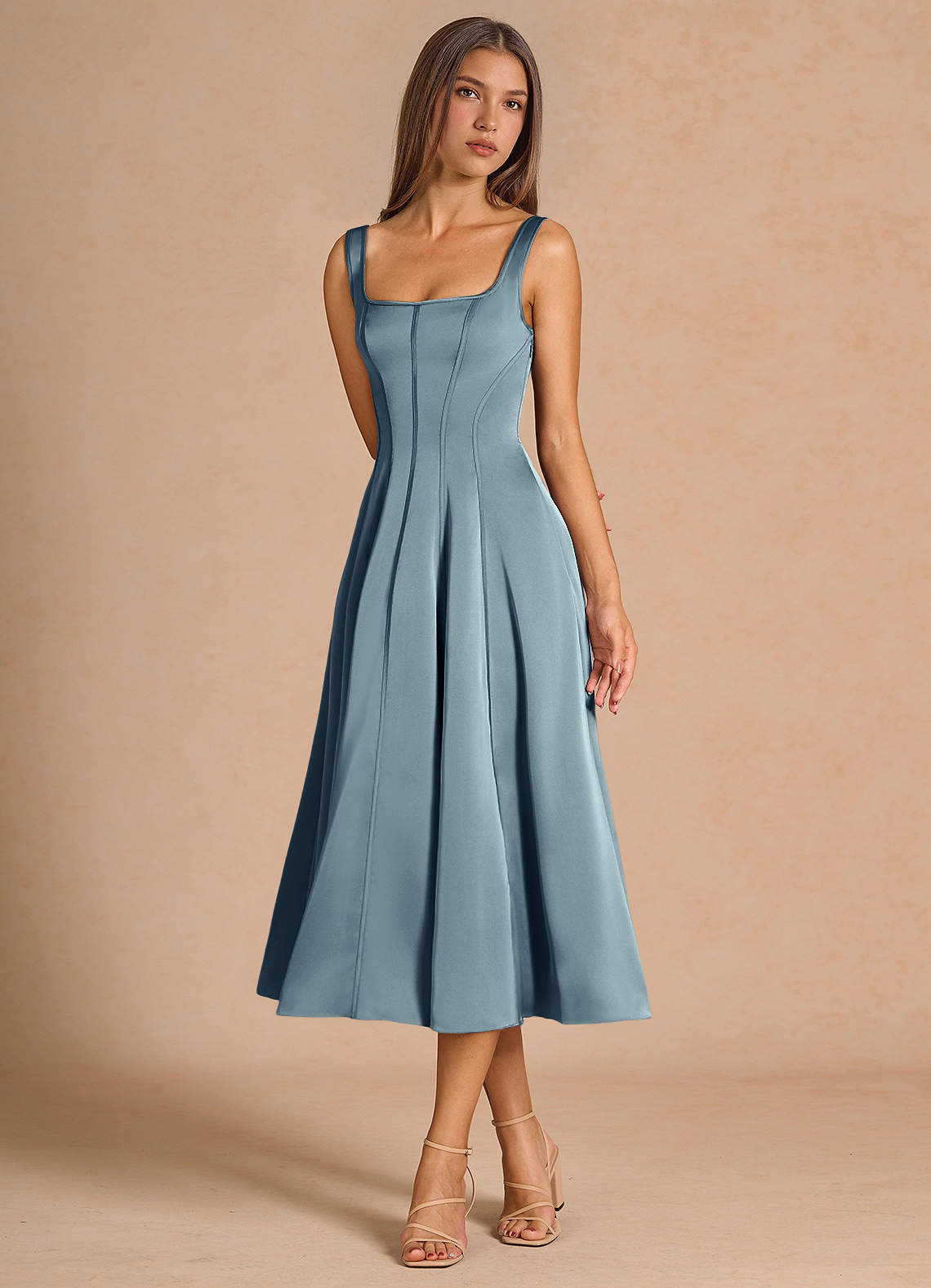 Nolia Powder Blue Midi Dress | Azazie