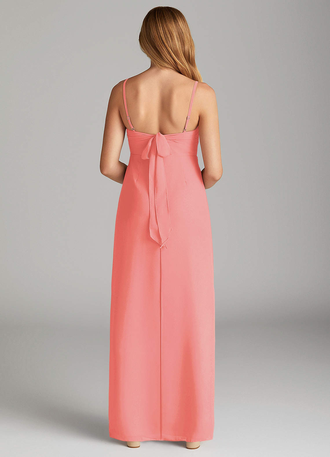 Azazie Mai Junior Vestido Coral de Chiffon de Bainha com Plissado image1