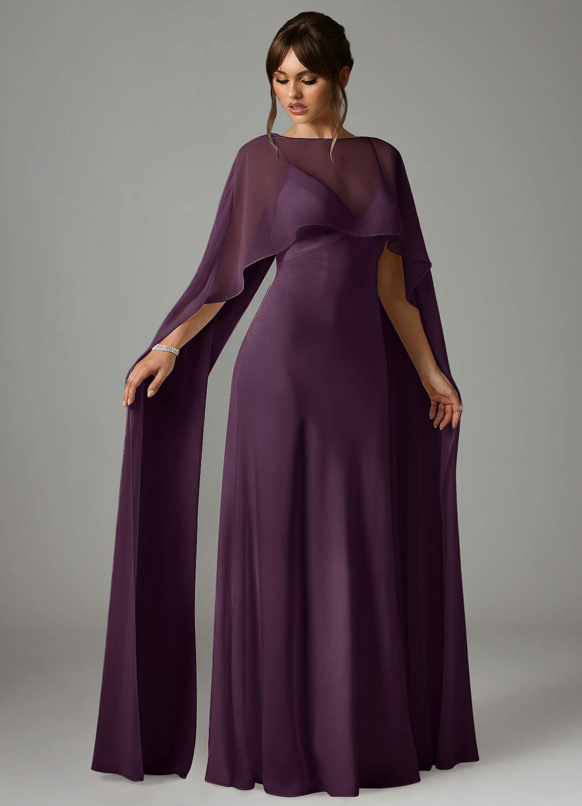 Azazie Stefania Bridesmaid Dresses Plum A-Line Stretch Satin Dress image2