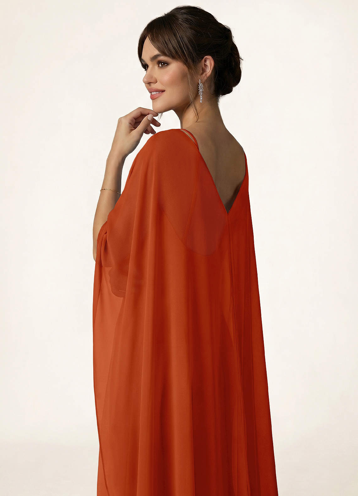 front Azazie Knot-Front Chiffon Long Cape