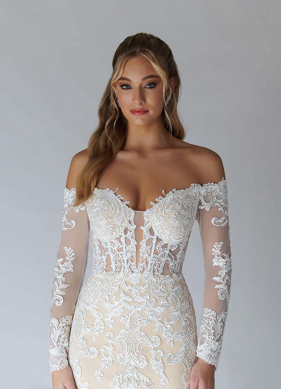 Azazie Solaris Wedding Dresses Diamond White Champagne A-Line V-Neck Sequins Tulle Dress image5