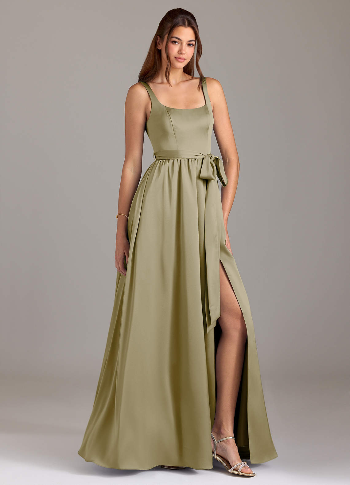 sell back bridesmaid dresses Six Stories Cowl-back Satin Maxi Dress
