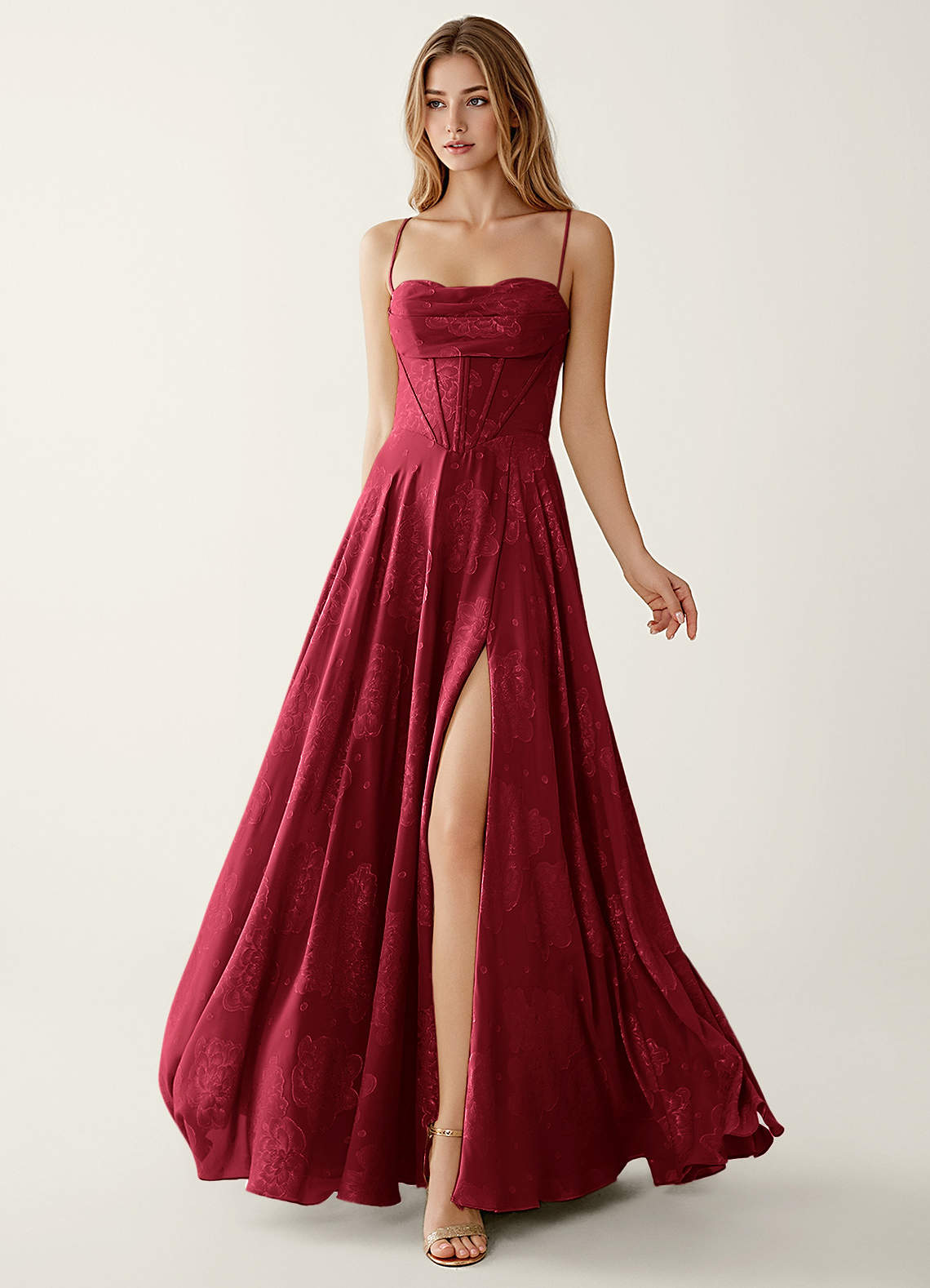 Clementigtle Burgundy Embossed Clipped Jacquard Prom Dress Prom and Homecoming Dresses | Azazie UK Clementigtle Burgundy Embossed Clipped Jacquard Prom Dress Prom and Homecoming Dresses | Azazie UK