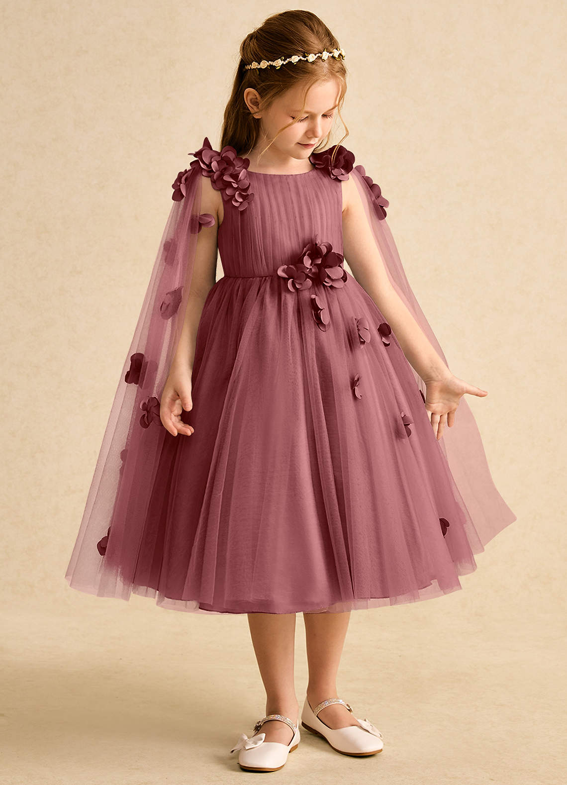 Azazie Staria Vestidos de florista Vestido Ametista de Tule de Vestido de baile com Franzido image6