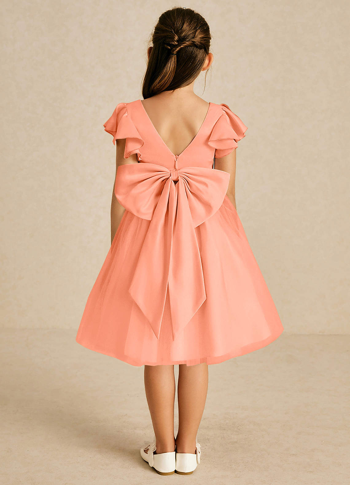 Azazie Kaeya Flower Girl Dresses Sunset A-Line Bow Tulle Dress image1
