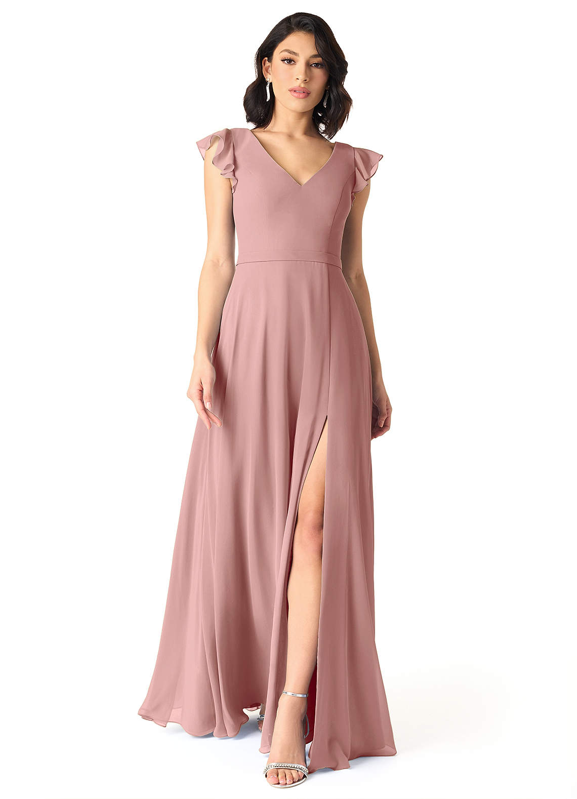 princess polly baby blue dress Maroon Chiffon Pleated Crew Neck A-line Bridesmaid Dress main image 0