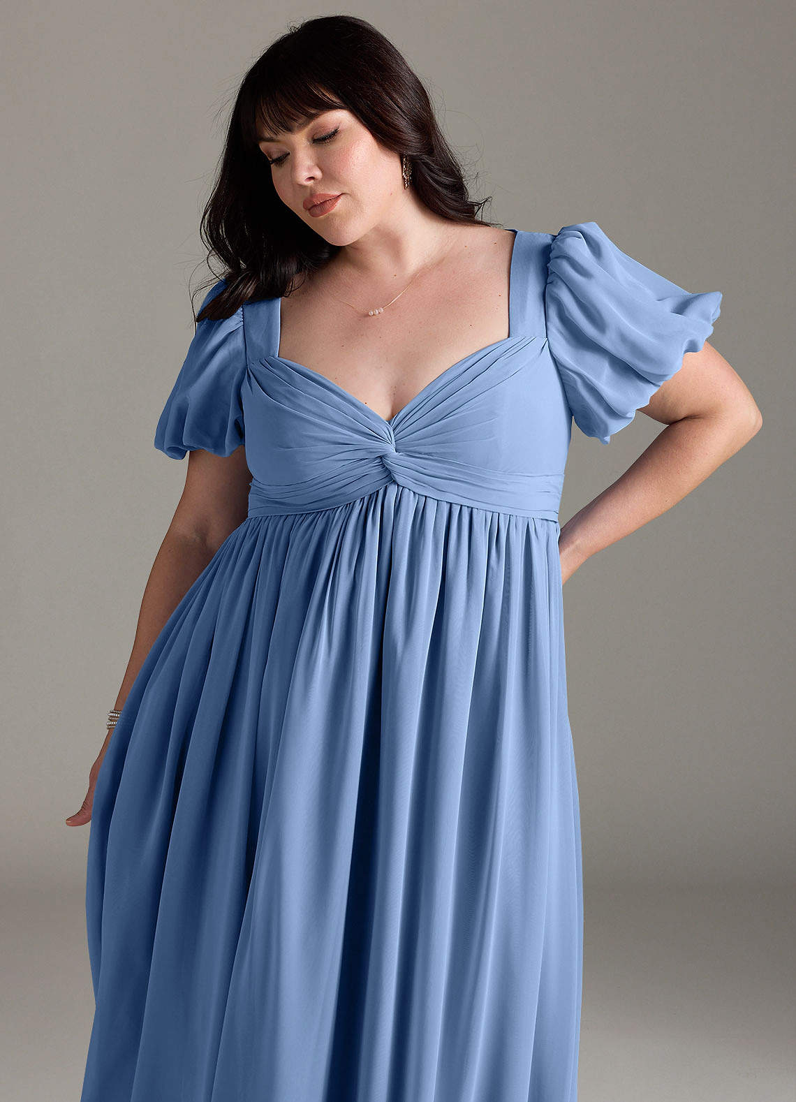 Azazie Madisynn Maternity Bridesmaid Dresses Bow Chiffon Floor-Length Dress image8
