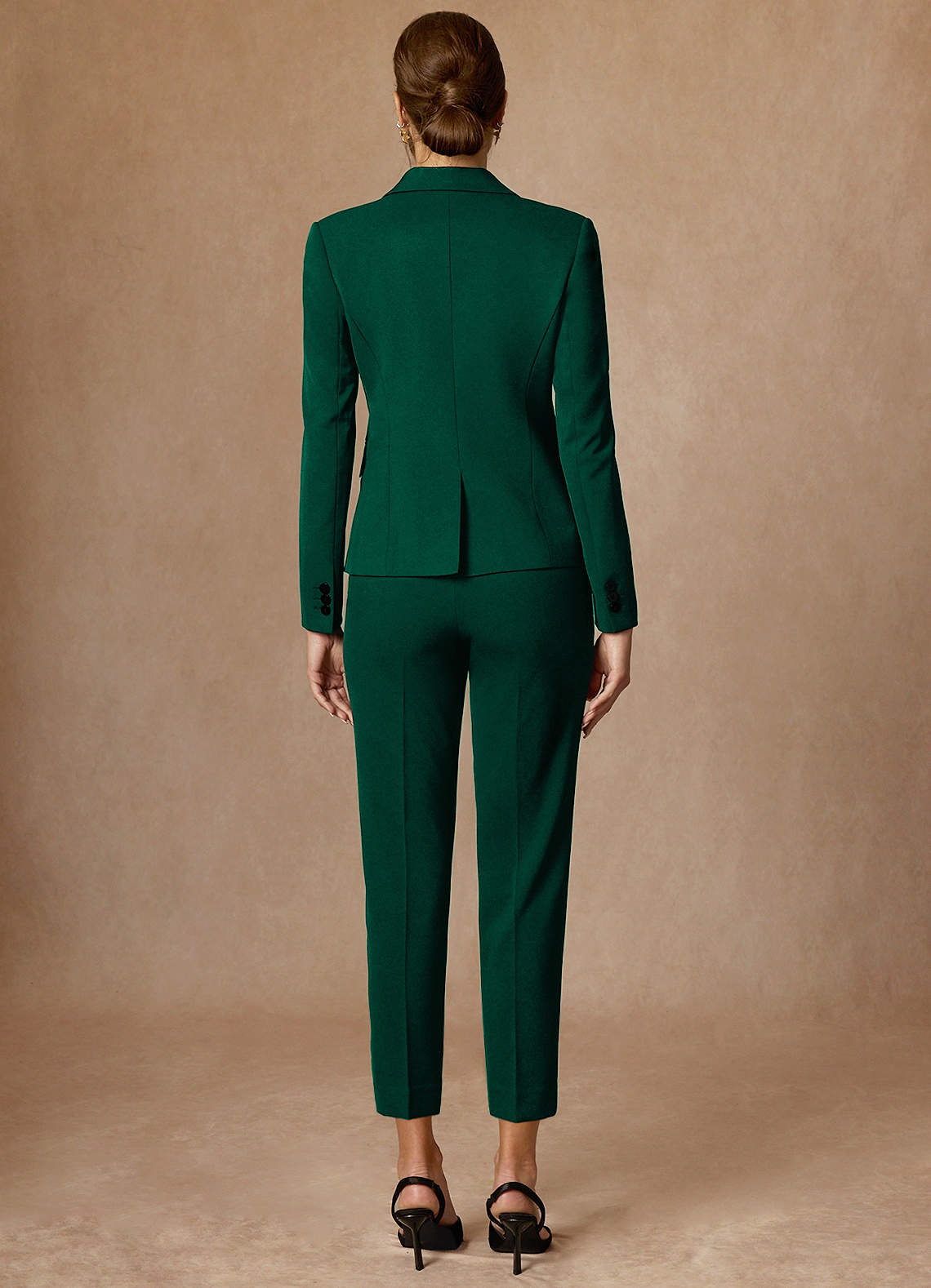 front Whitney Emerald Structured Stretch Cropped Dress Pants