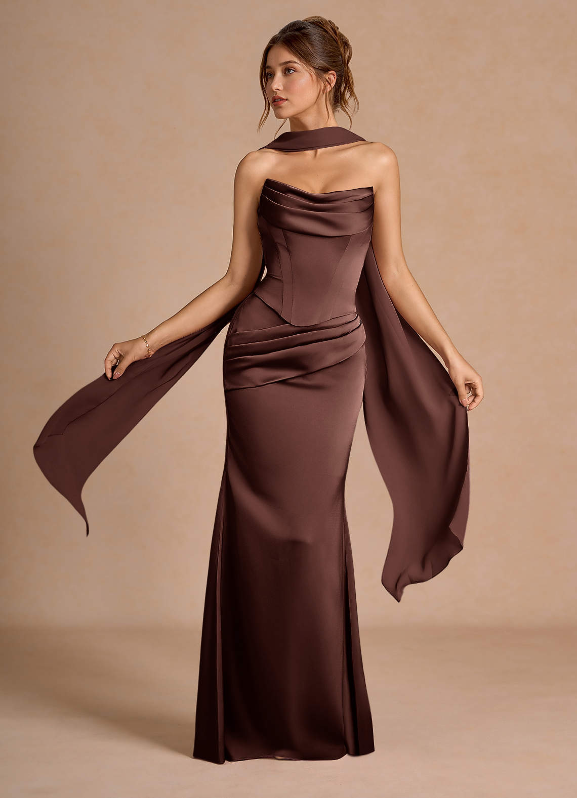 Sorrel Mocha Coco Corset Two-Piece Sets | Azazie