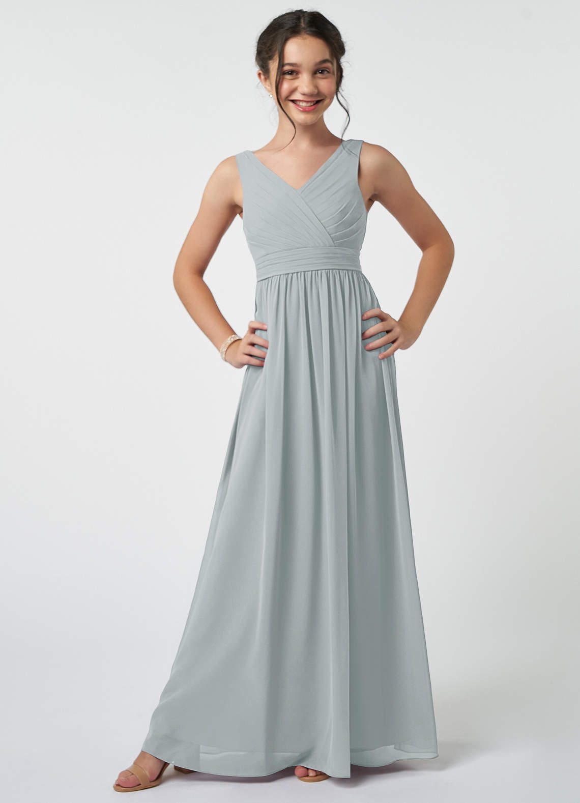 Junior bridesmaid hot sale dresses silver