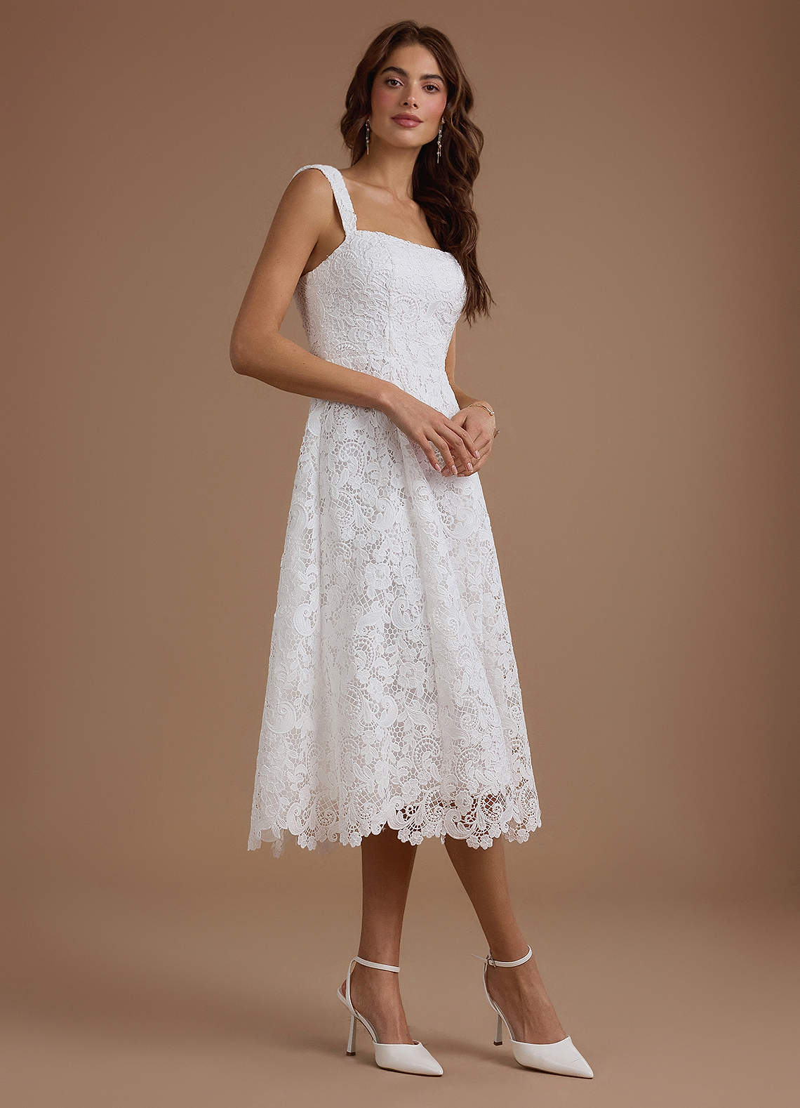 Trisha White Lace Midi Dress