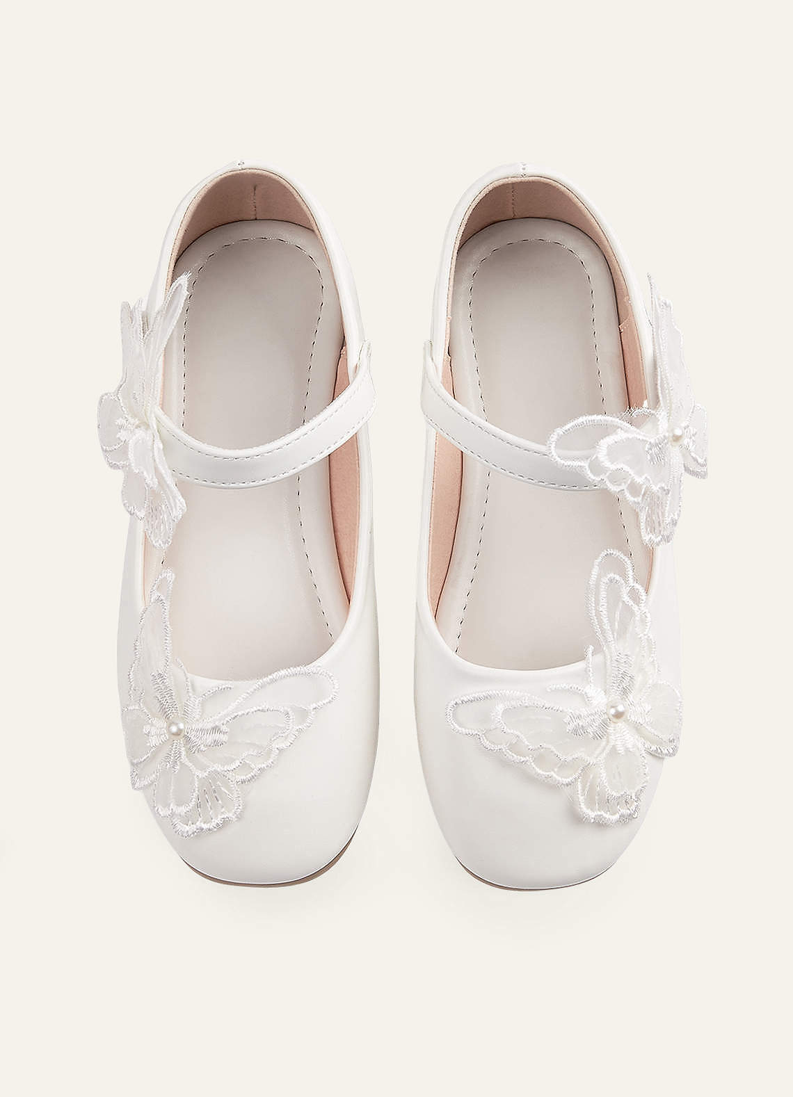 front Butterfly And Pearl Girl's Flat Shoes