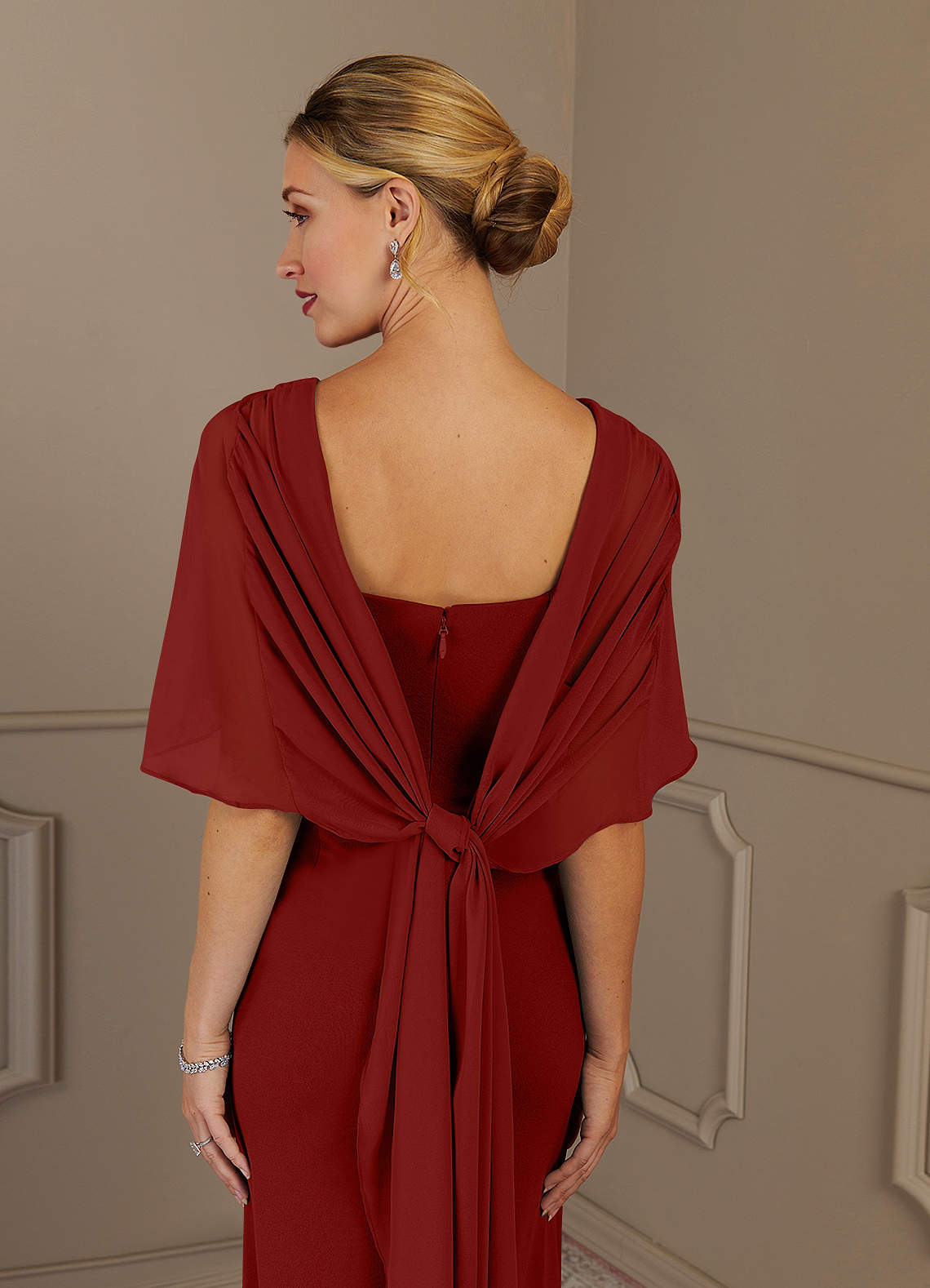 Azazie Dion Mother of the Bride Dresses Terracotta Sheath Scoop Stretch Crepe Dress image6