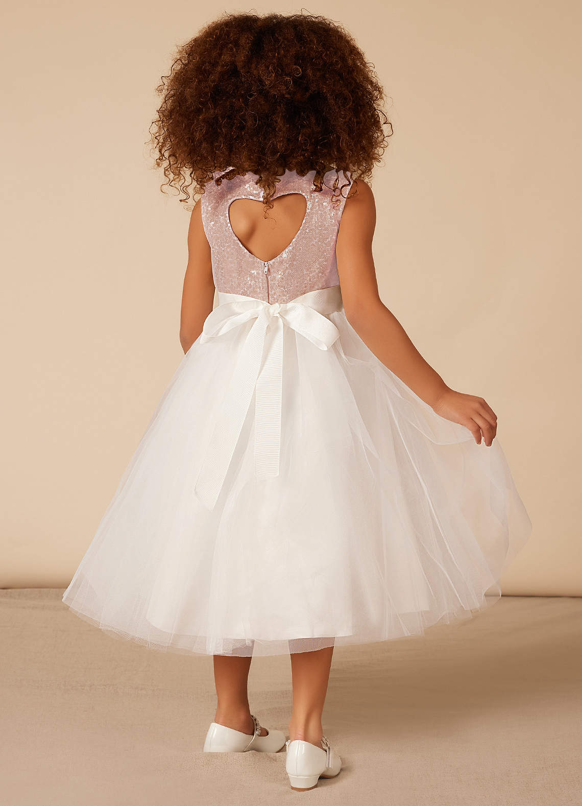 Azazie Abitha Flower Girl Dresses Ball-Gown Sequins Tulle Tea-Length Dress image1