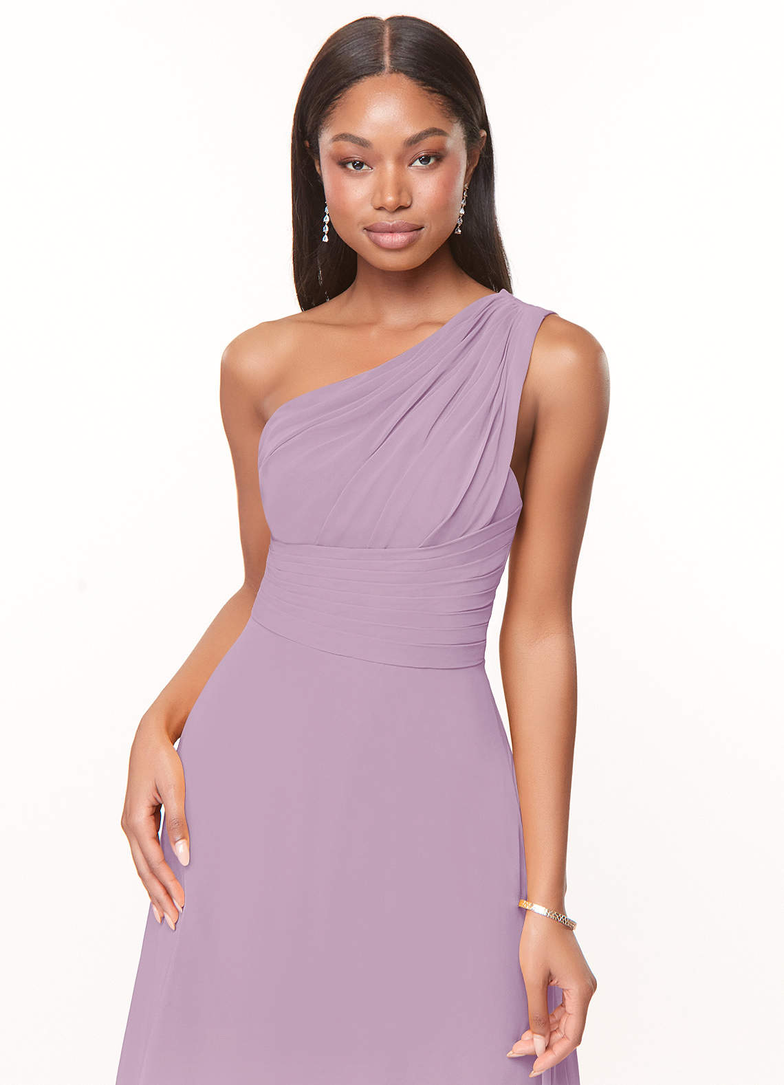 wisteria chiffon bridesmaid dress Lavetir Bridesmaid Dresses Dusty Blue A-Line V-Neck Short Sleeves Split Side Ruched Chiffon 2026