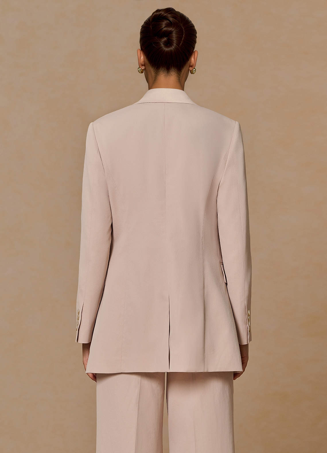 front Margaret Tan Cotton Linen Blend Blazer