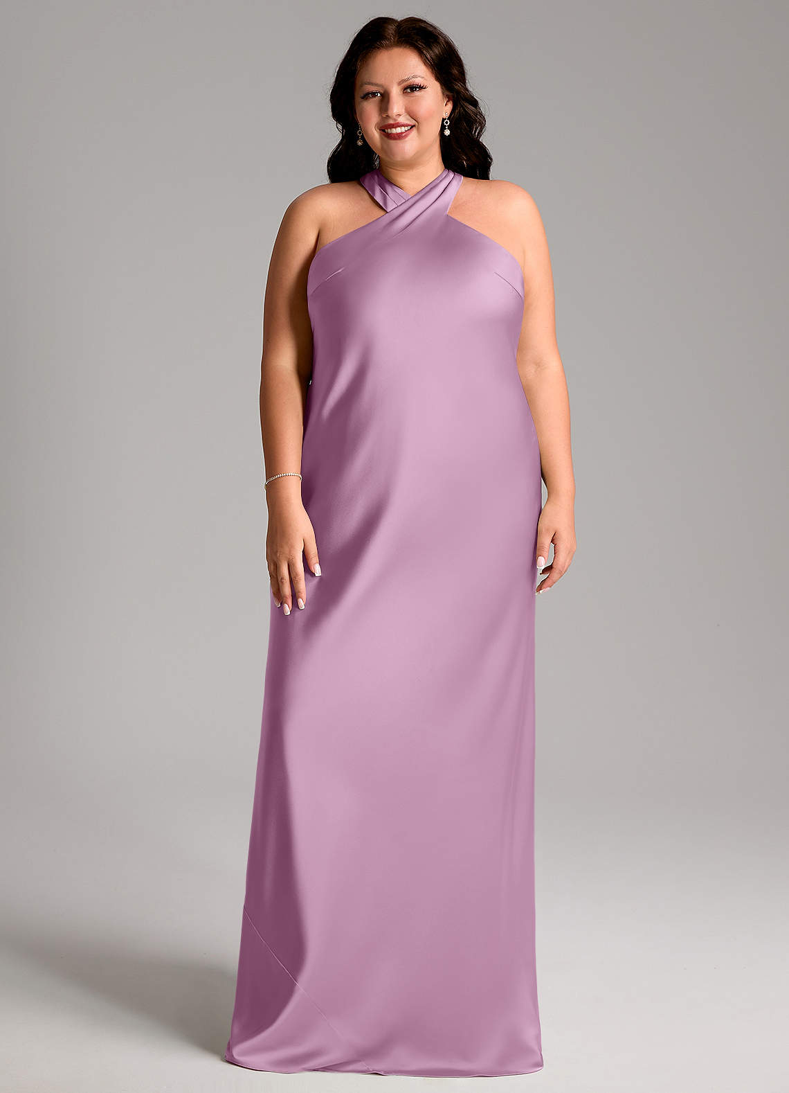 Azazie Doretta Brautjungfernkleider Meerjungfrau-Linie Plissee Stretch-Satin Kleid Blauregen image1
