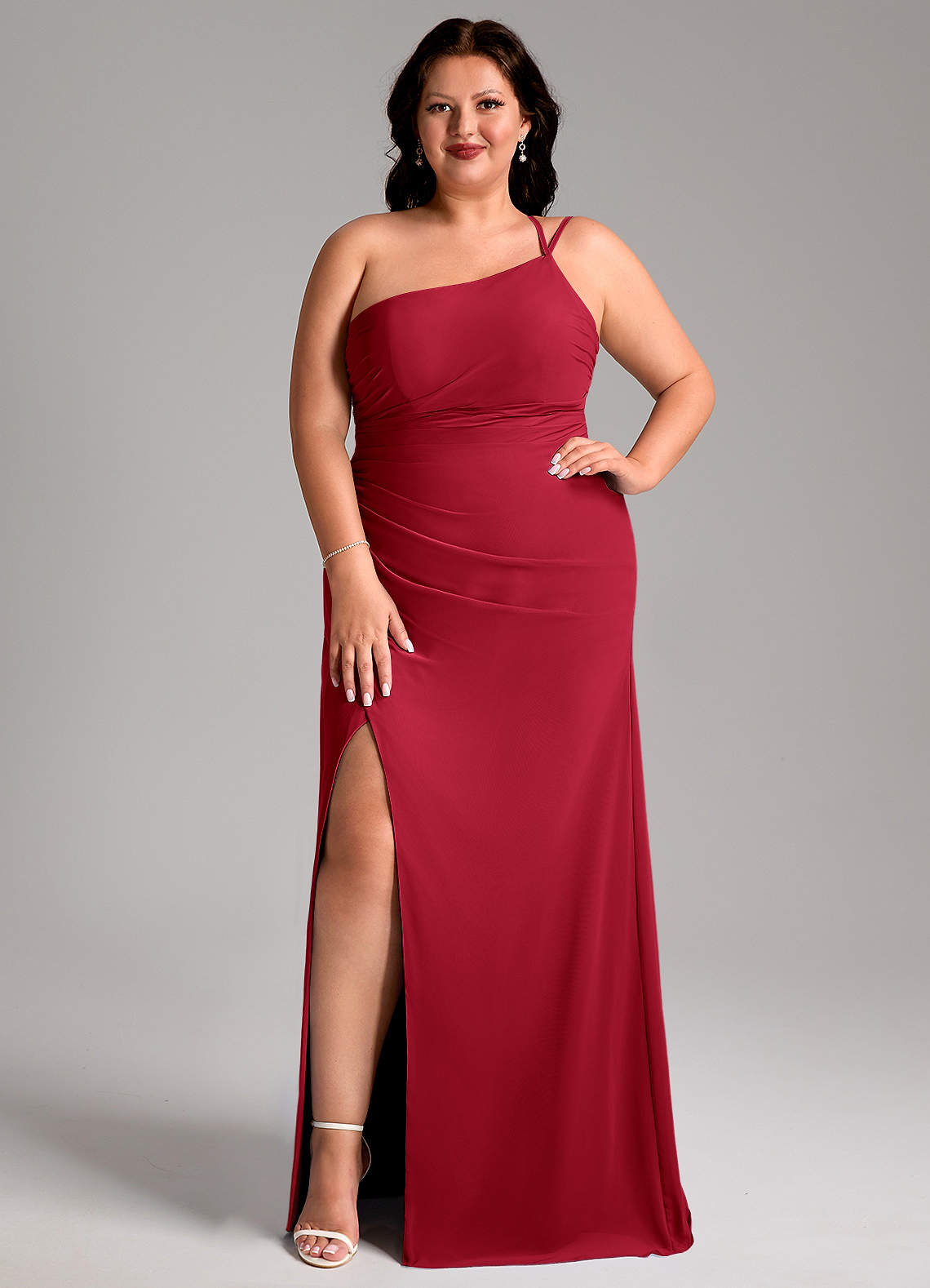 Azazie Eren Suknie dla druhen Osłona Jedno ramię Szyfon Do ziemi Sukienka image1