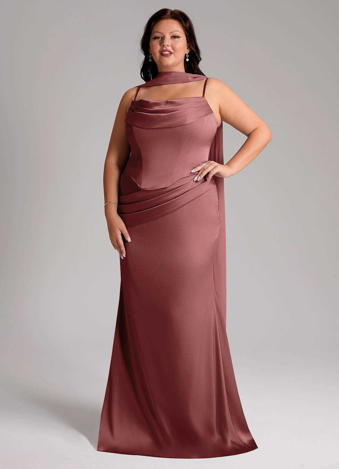 Azazie Sorrel Bridesmaid Dresses Amethyst Mermaid Strapless Stretch Satin Convertible Dress image6