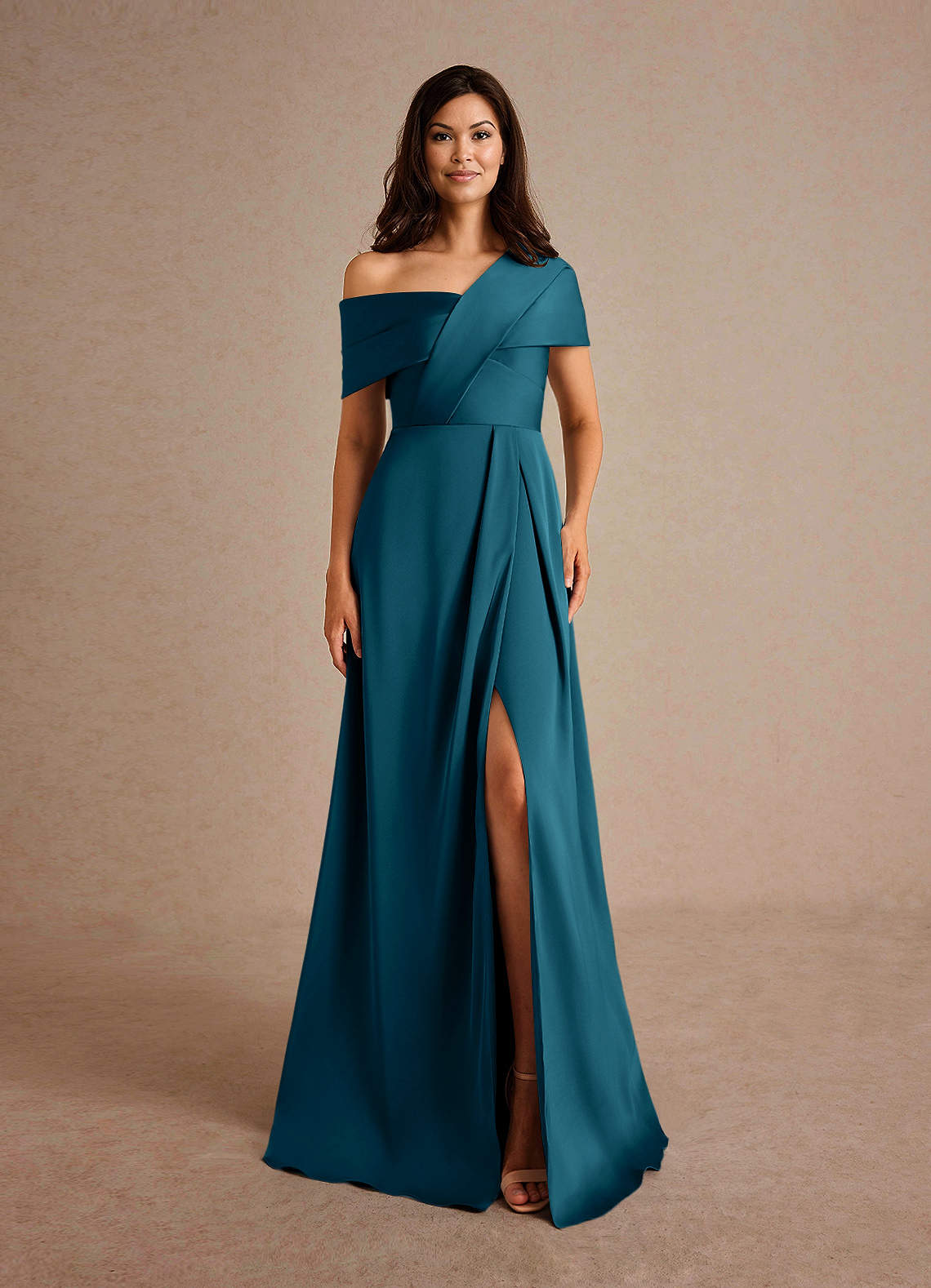 Azazie A-Line/Princess Asymmetrical neckline Floor-Length Stretch Satin Mother of the Bride or Groom Dresses