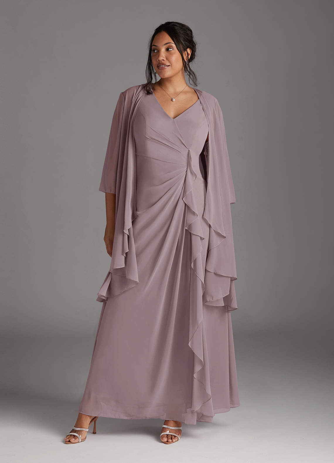 Azazie Manuella Mother of the Bride Dresses Dusk A-Line V-Neck Pleated Chiffon Dress image1