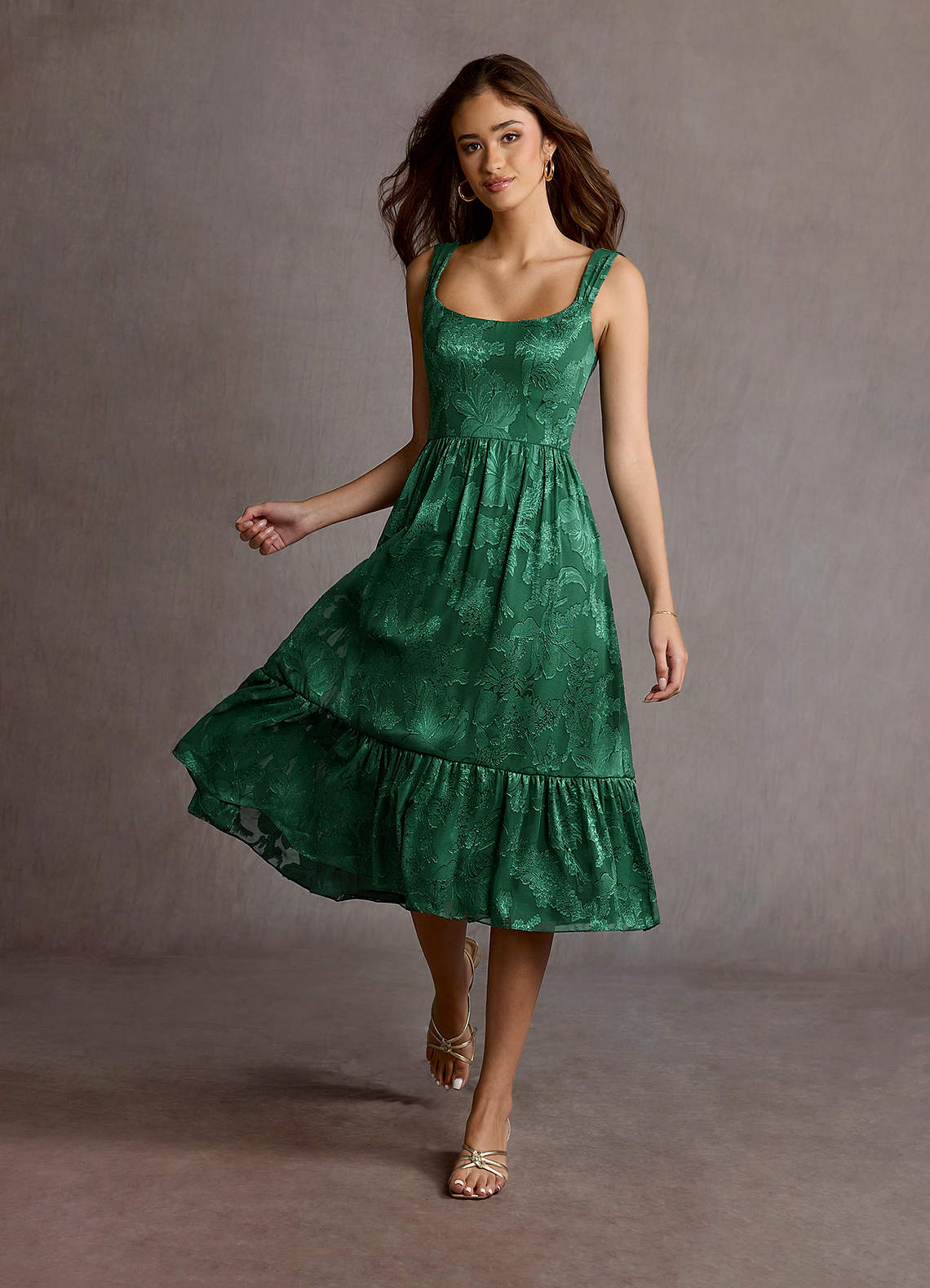 Kenya Dark Green Midi Dress Ready to Ship Azazie CA